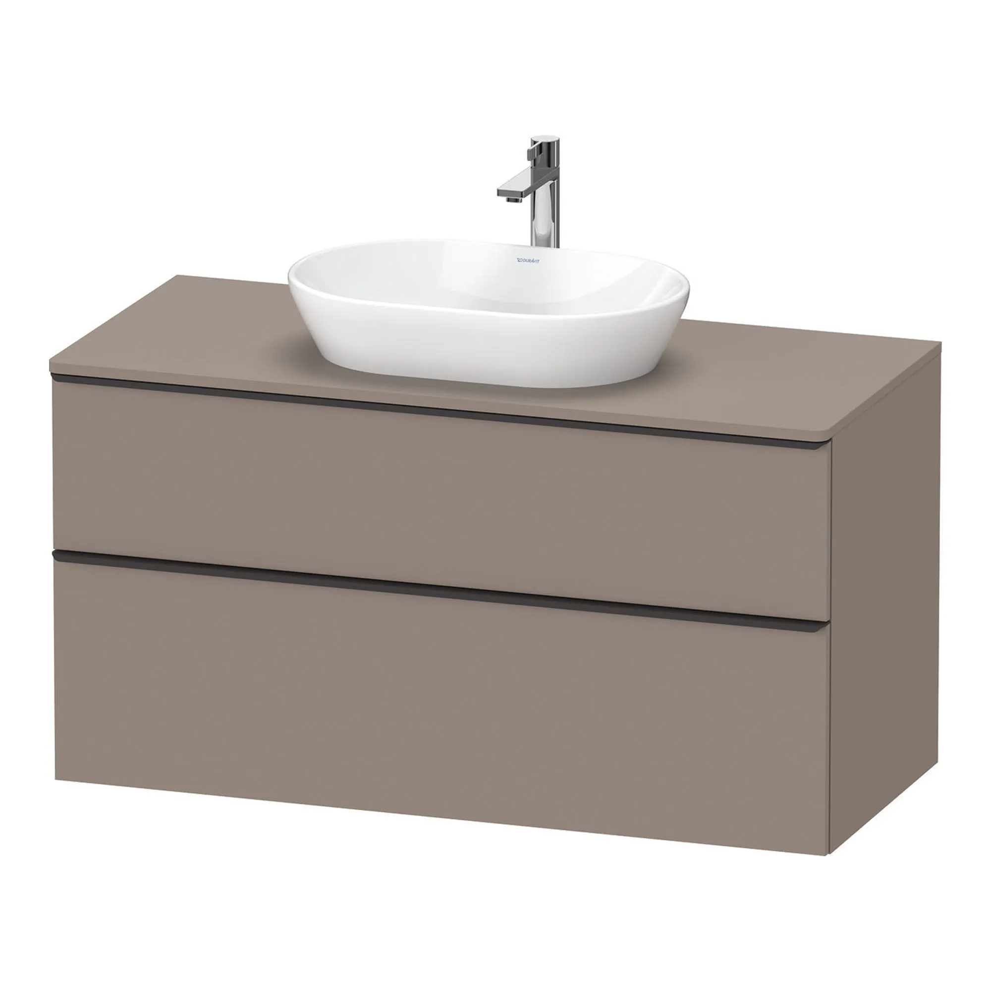 Duravit D-Neo Wall Mounted 2-Drawer Vanity Unit With Worktop - Basalt