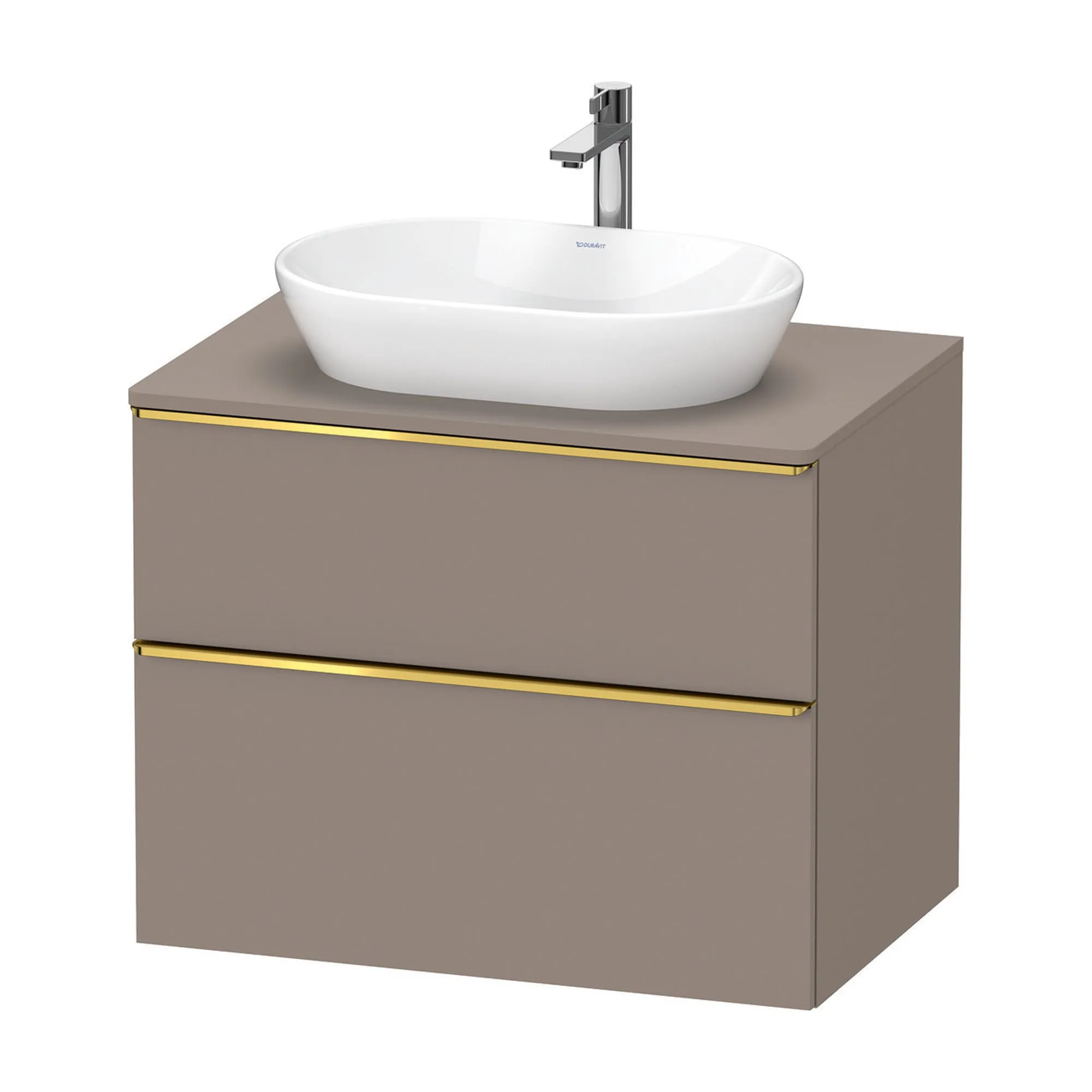 Duravit D-Neo Wall Mounted 2-Drawer Vanity Unit With Worktop - Basalt