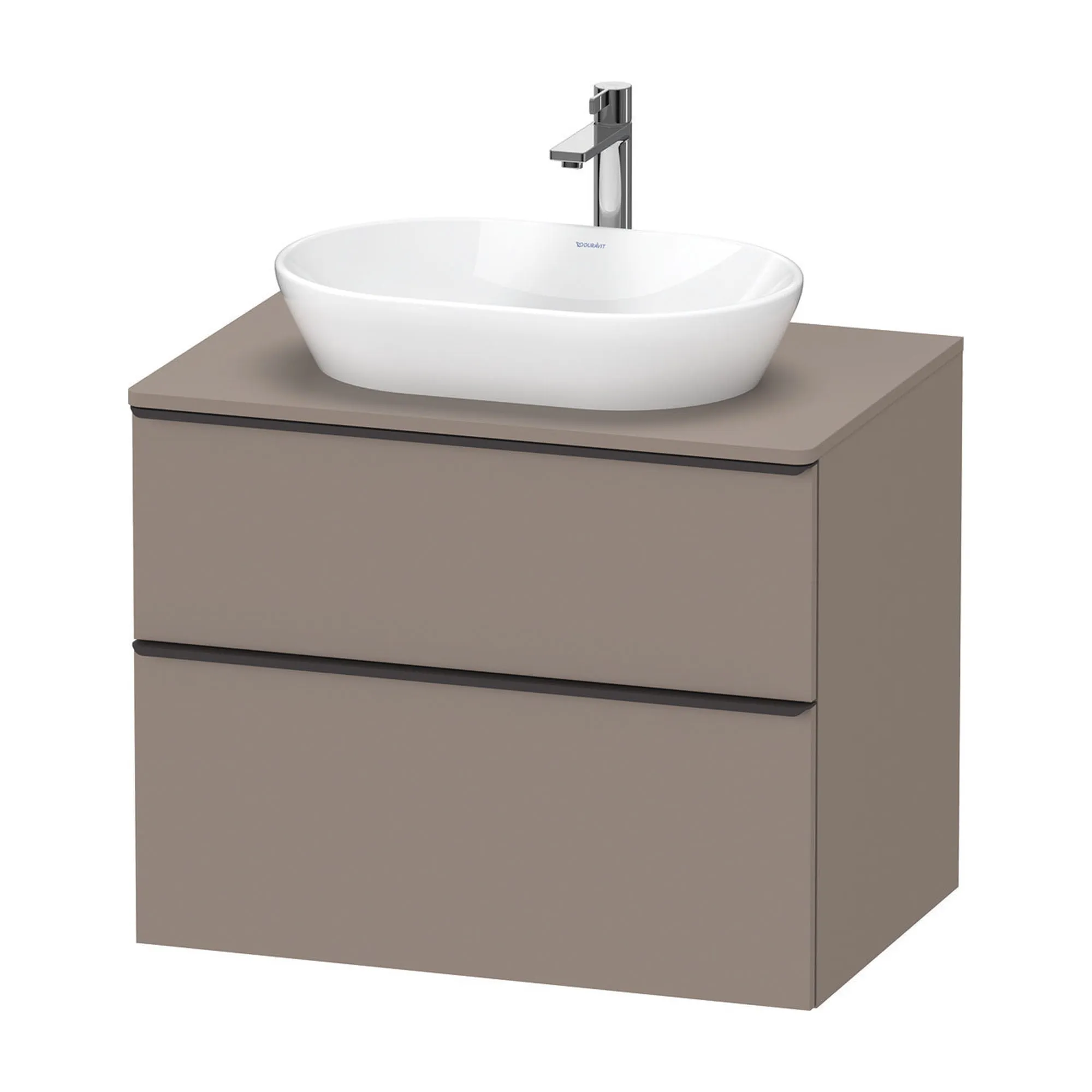 Duravit D-Neo Wall Mounted 2-Drawer Vanity Unit With Worktop - Basalt