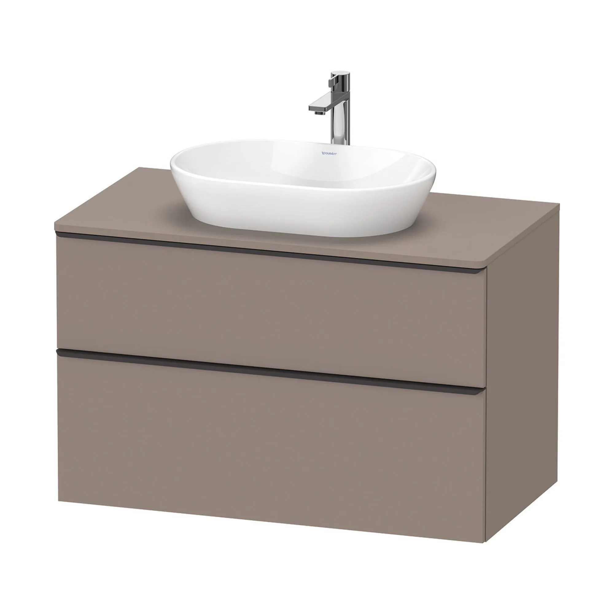 Duravit D-Neo Wall Mounted 2-Drawer Vanity Unit With Worktop - Basalt