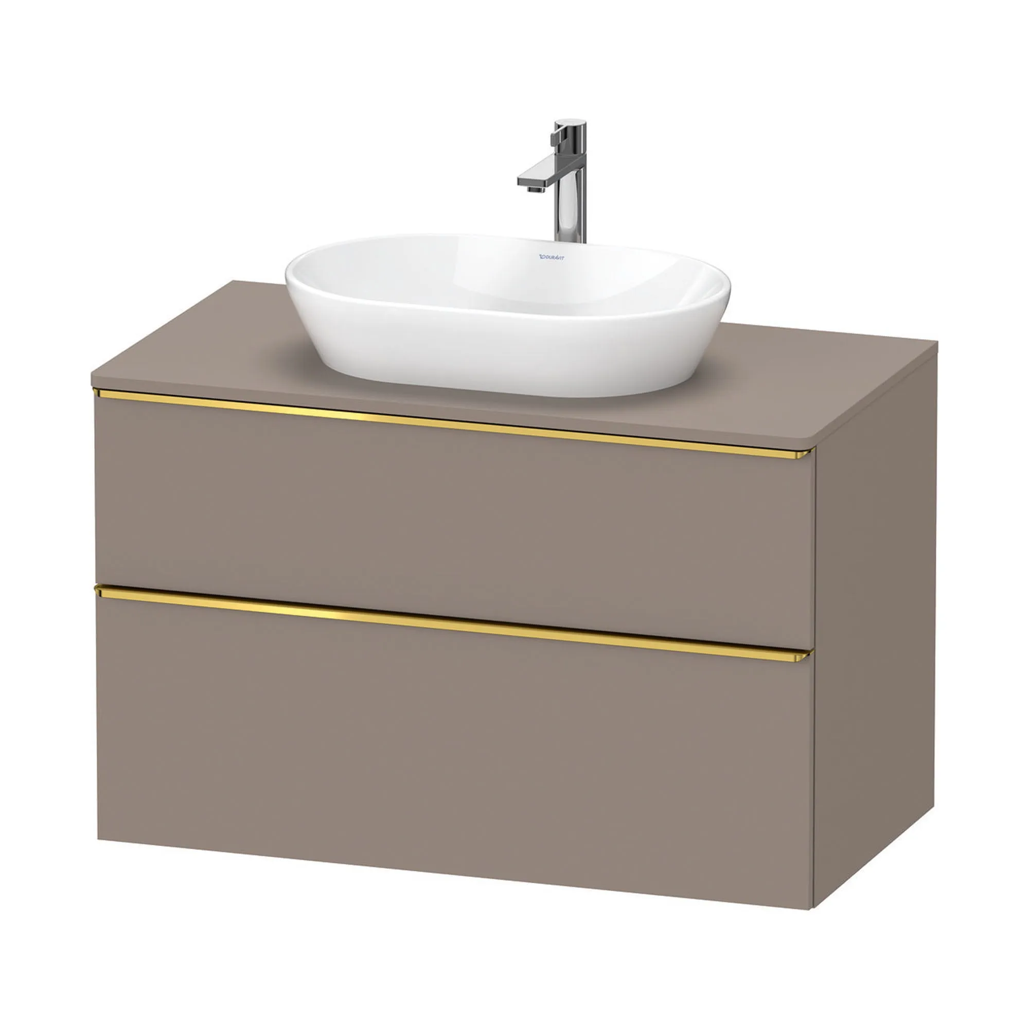 Duravit D-Neo Wall Mounted 2-Drawer Vanity Unit With Worktop - Basalt