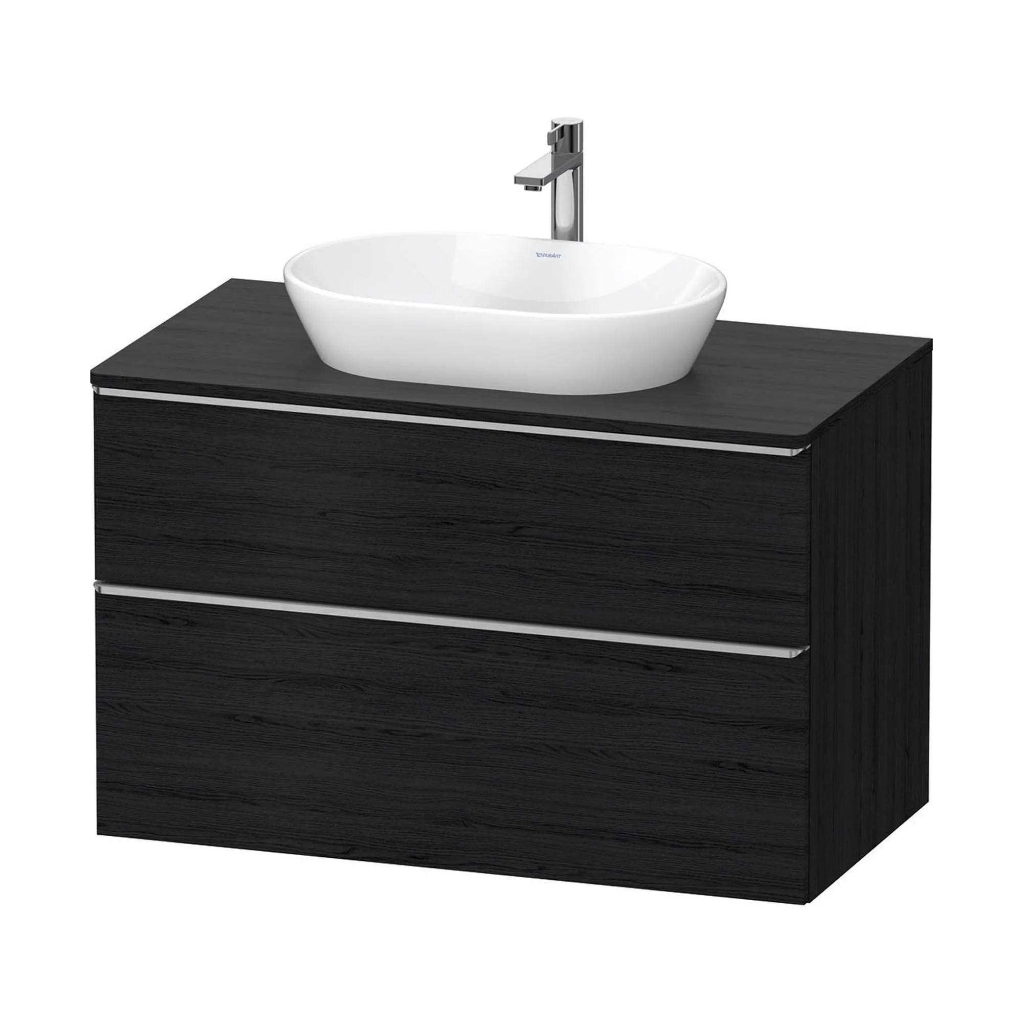Duravit D-Neo Wall Mounted 2-Drawer Vanity Unit With Worktop - Black Oak