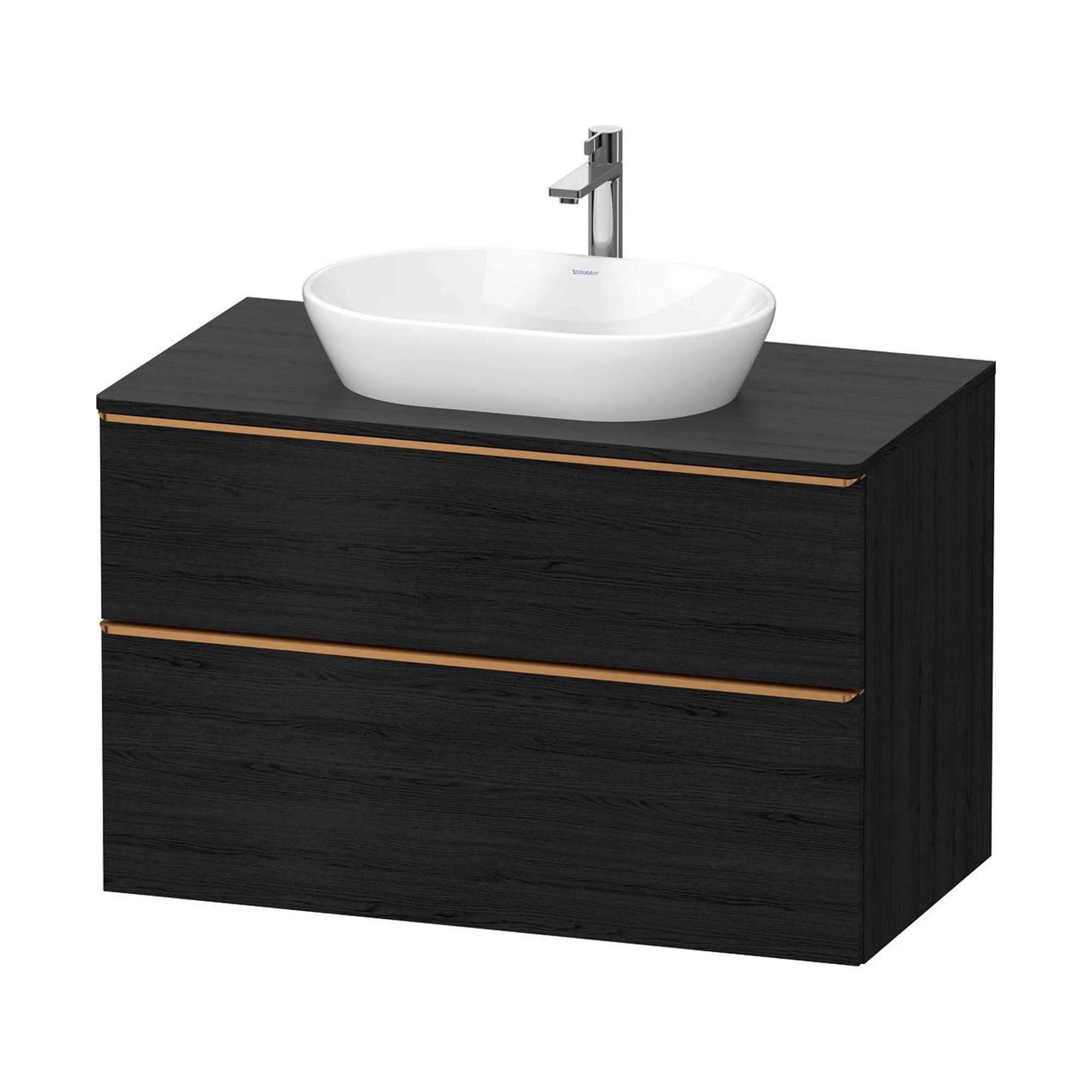 Duravit D-Neo Wall Mounted 2-Drawer Vanity Unit With Worktop - Black Oak