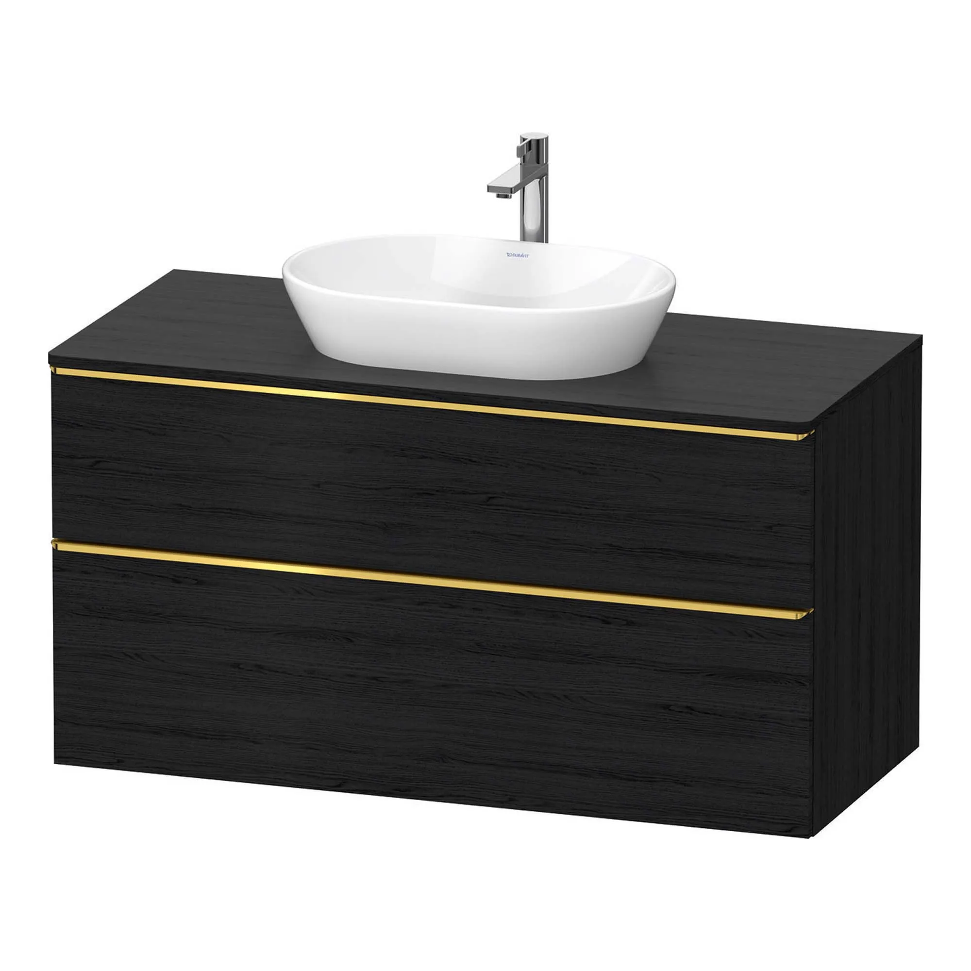 Duravit D-Neo Wall Mounted 2-Drawer Vanity Unit With Worktop - Black Oak