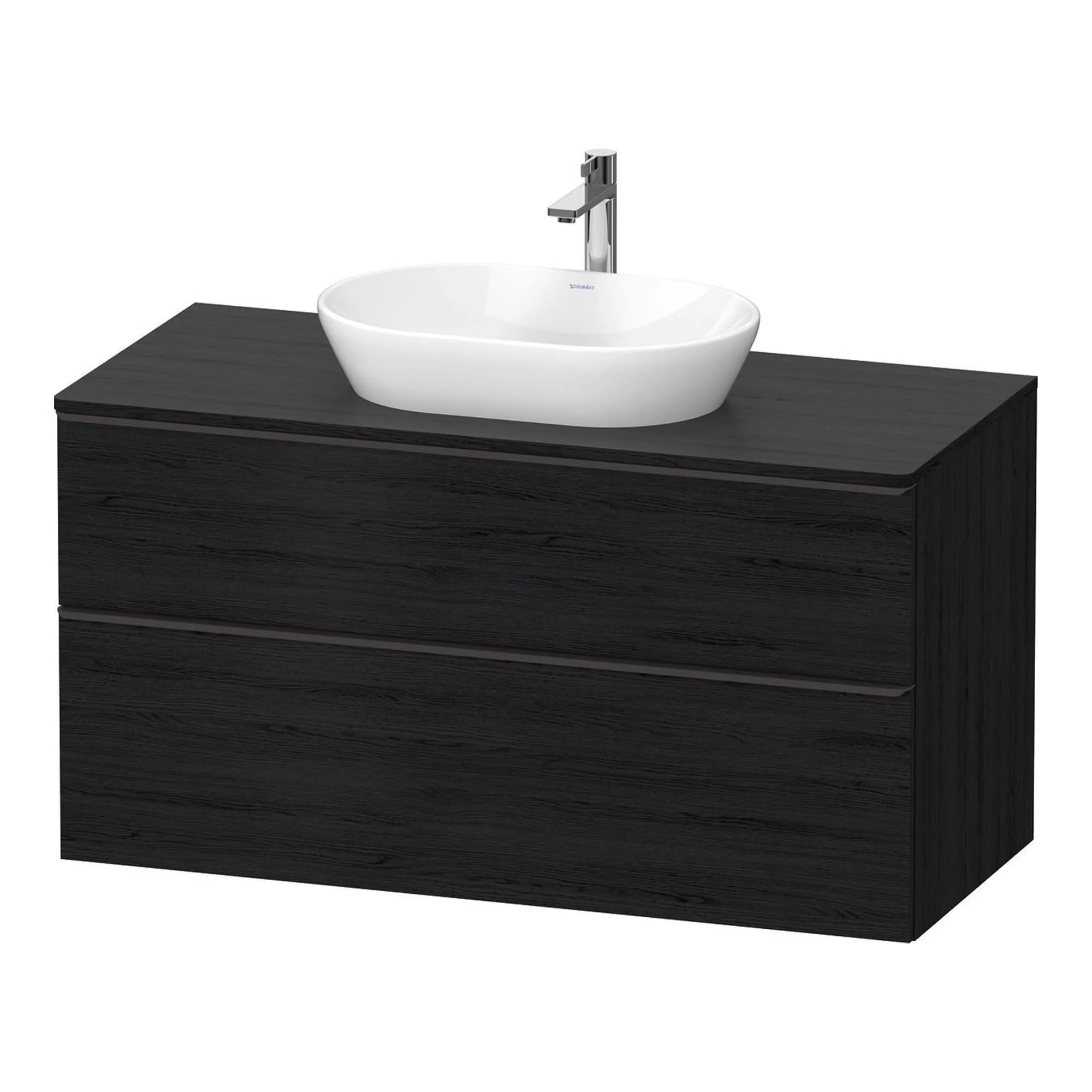 Duravit D-Neo Wall Mounted 2-Drawer Vanity Unit With Worktop - Black Oak
