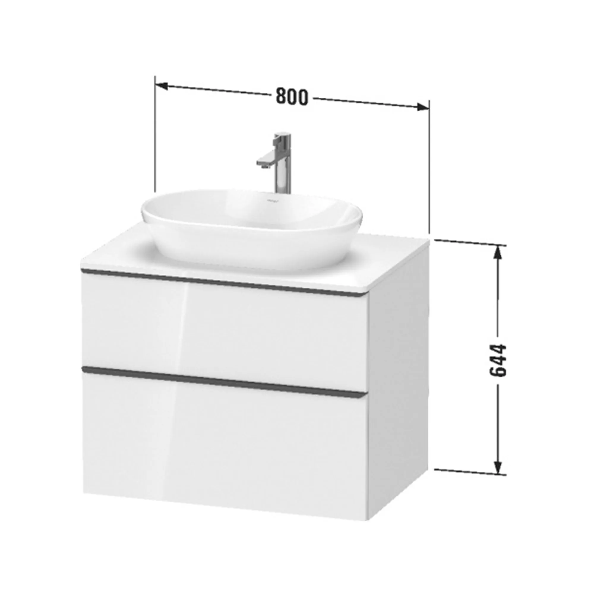Duravit D-Neo Wall Mounted 2-Drawer Vanity Unit With Worktop - Black Oak