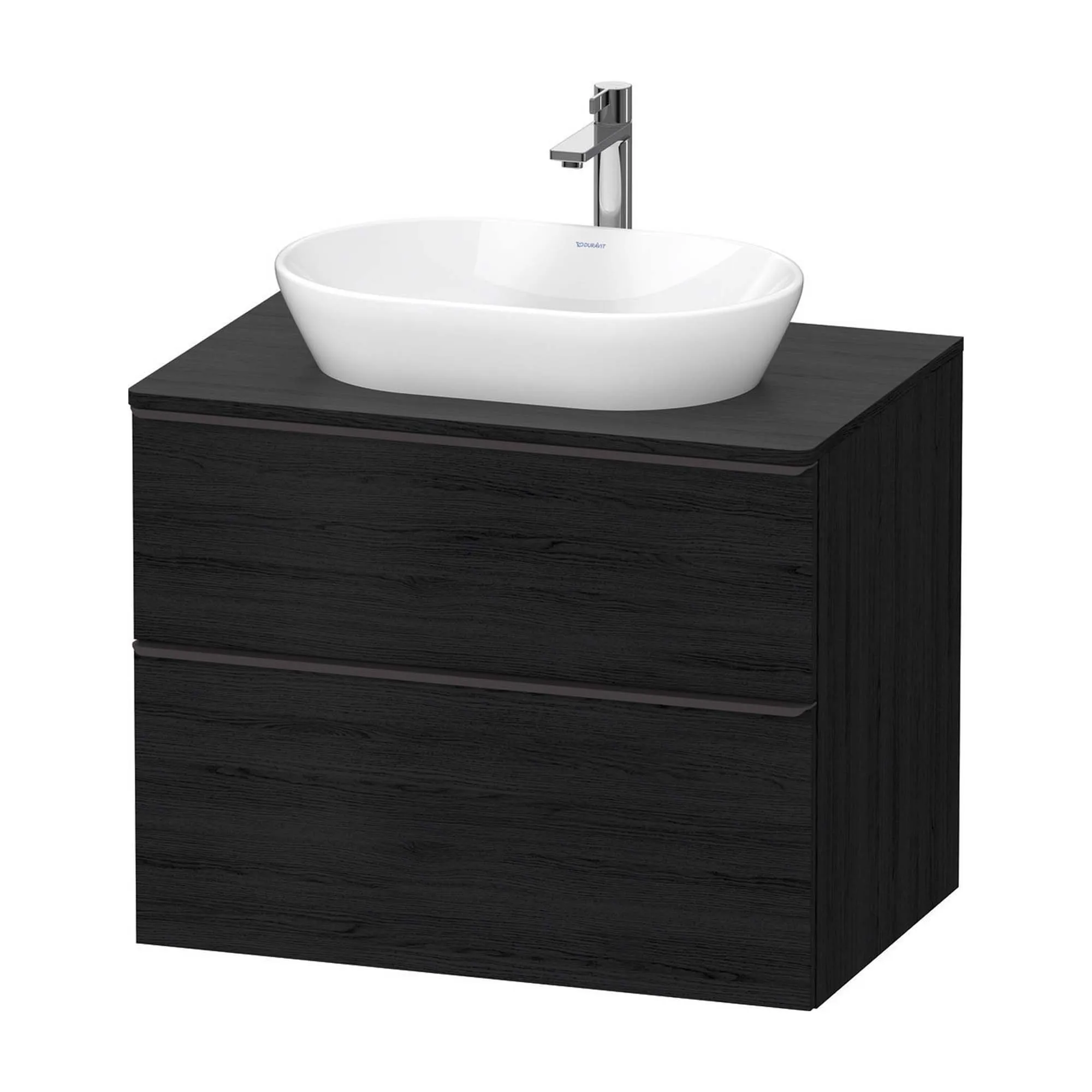 Duravit D-Neo Wall Mounted 2-Drawer Vanity Unit With Worktop - Black Oak