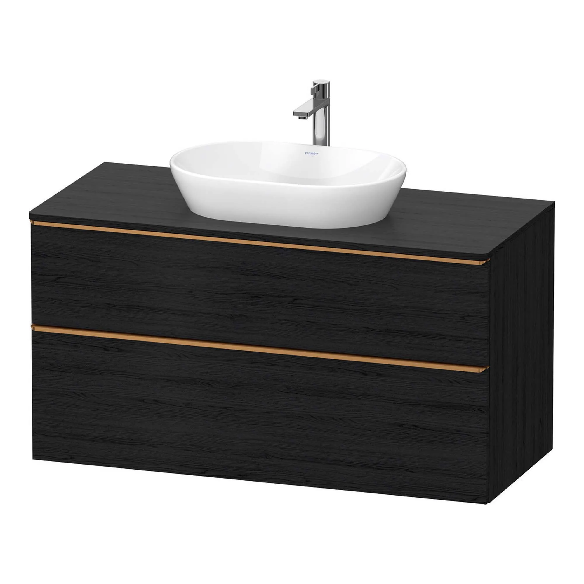 Duravit D-Neo Wall Mounted 2-Drawer Vanity Unit With Worktop - Black Oak