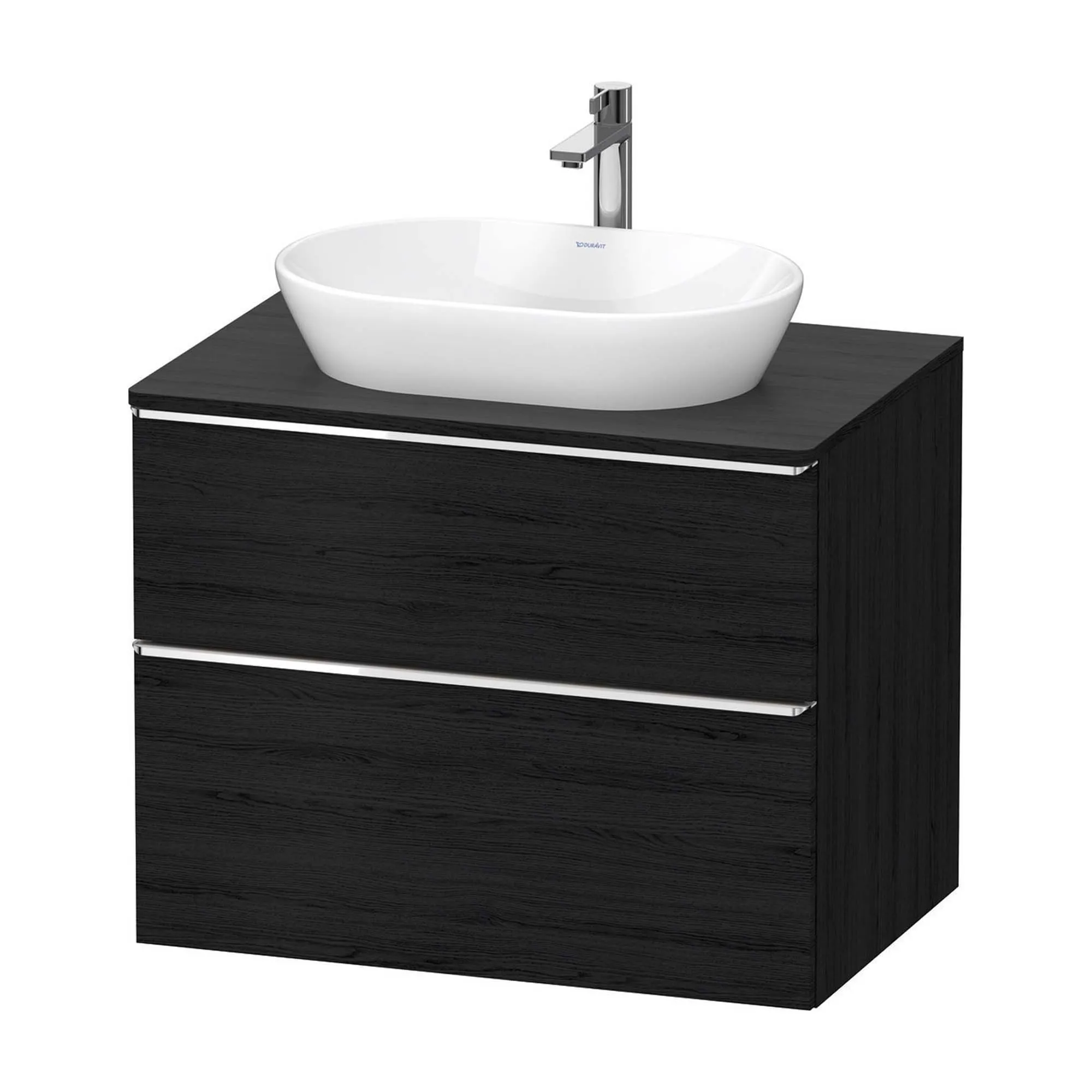 Duravit D-Neo Wall Mounted 2-Drawer Vanity Unit With Worktop - Black Oak