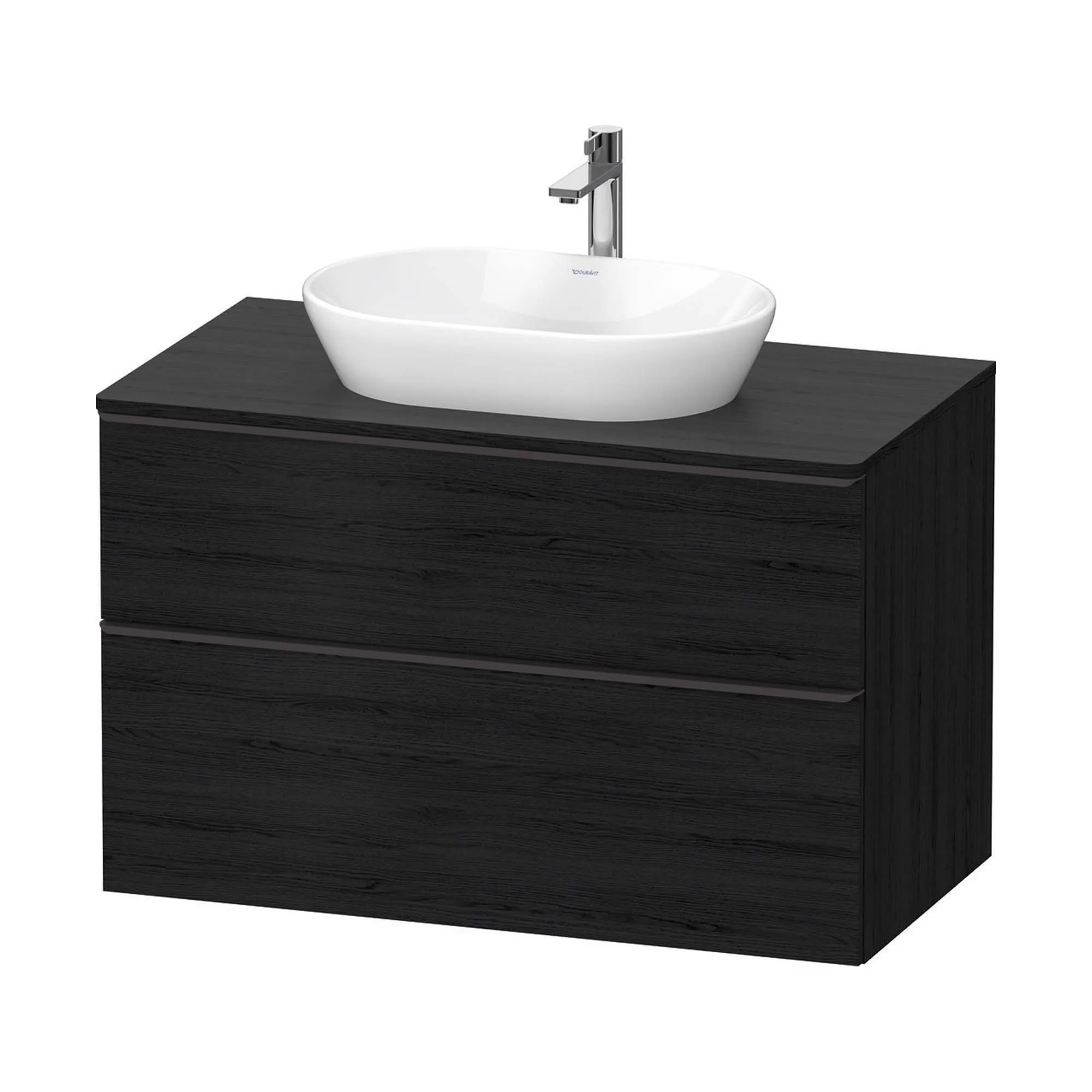 Duravit D-Neo Wall Mounted 2-Drawer Vanity Unit With Worktop - Black Oak