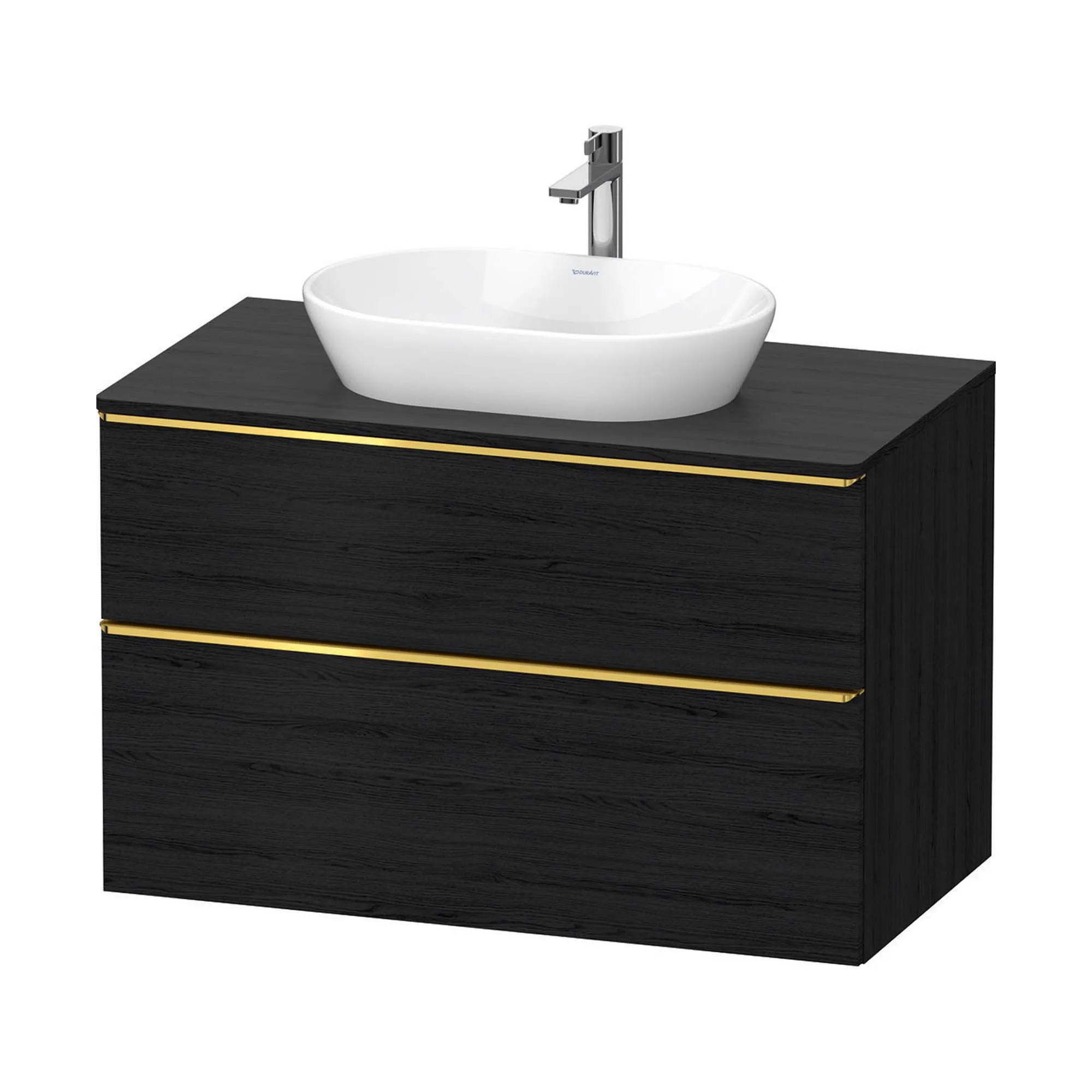Duravit D-Neo Wall Mounted 2-Drawer Vanity Unit With Worktop - Black Oak
