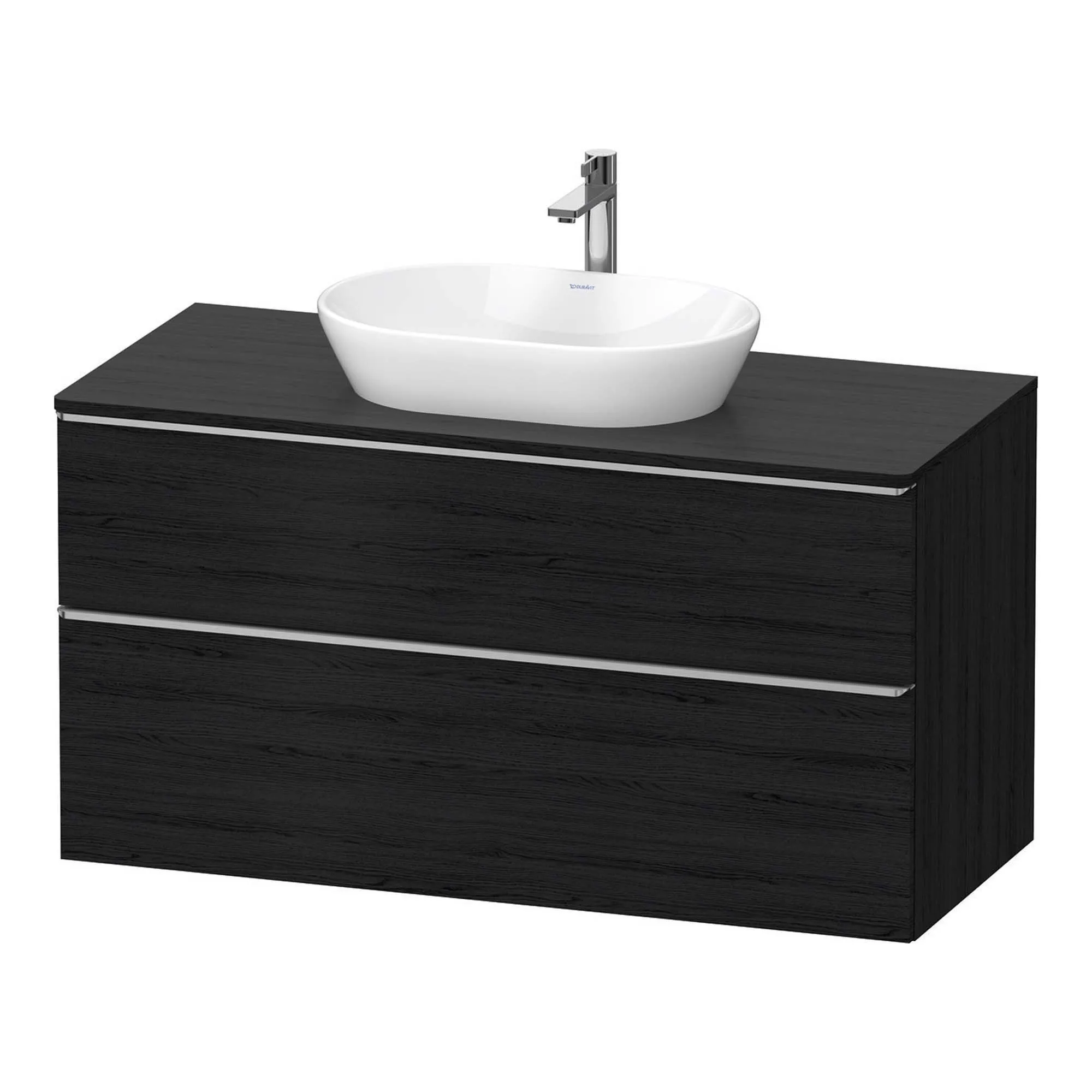 Duravit D-Neo Wall Mounted 2-Drawer Vanity Unit With Worktop - Black Oak