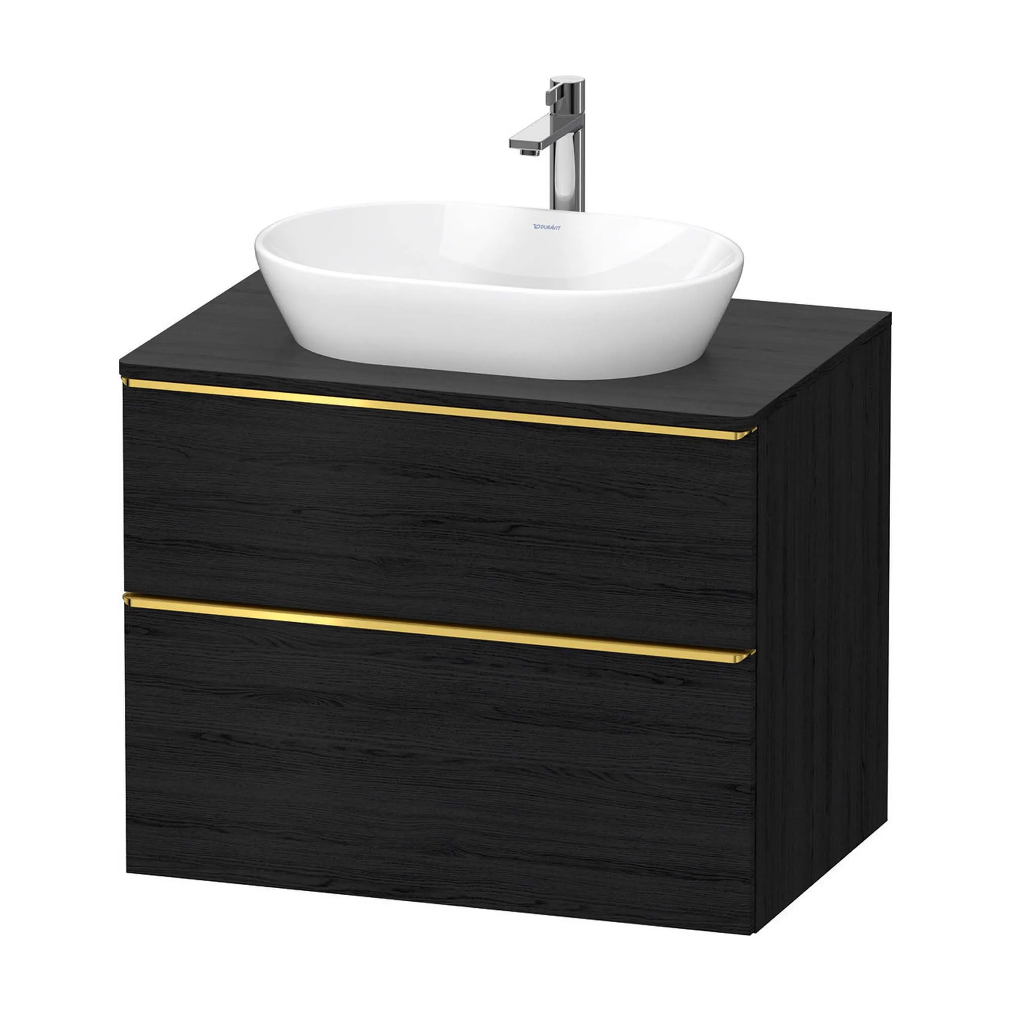 Duravit D-Neo Wall Mounted 2-Drawer Vanity Unit With Worktop - Black Oak