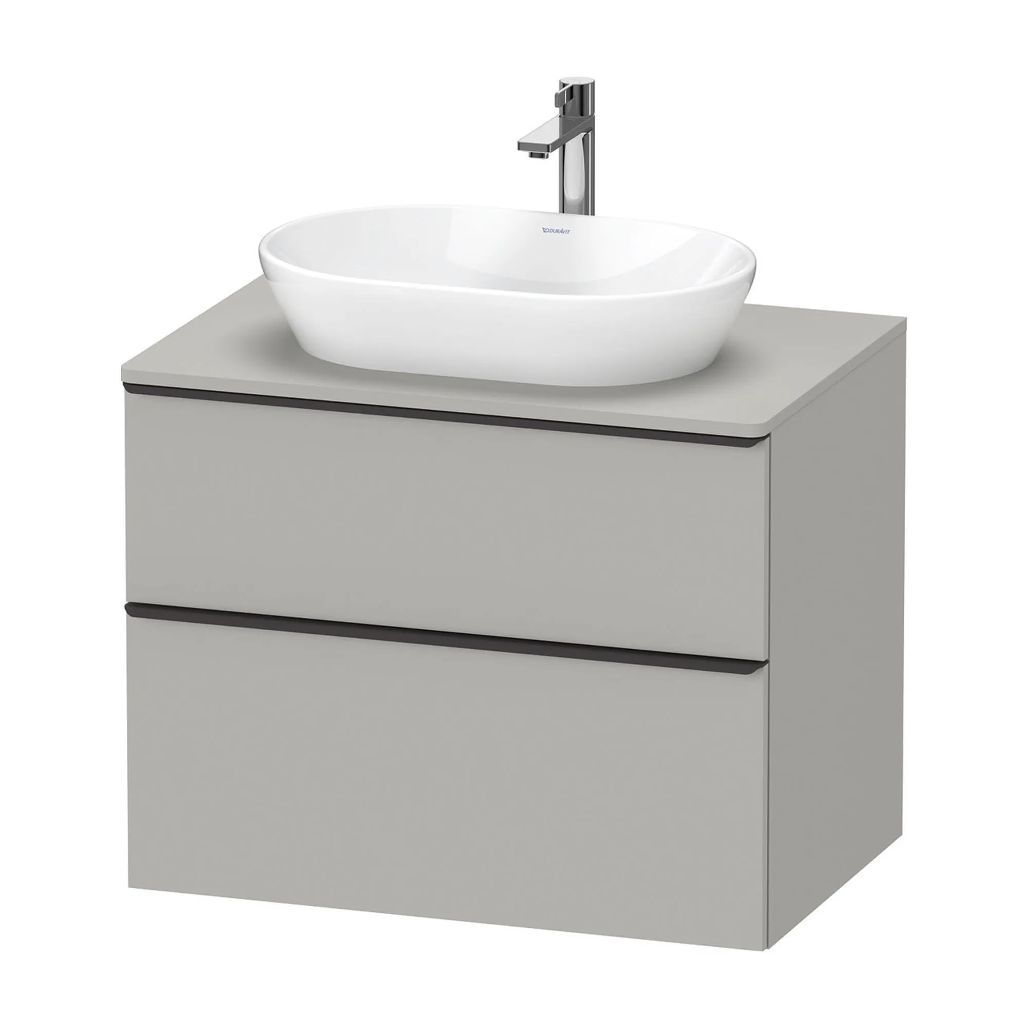 Duravit D-Neo Wall Mounted 2-Drawer Vanity Unit With Worktop - Concrete Grey