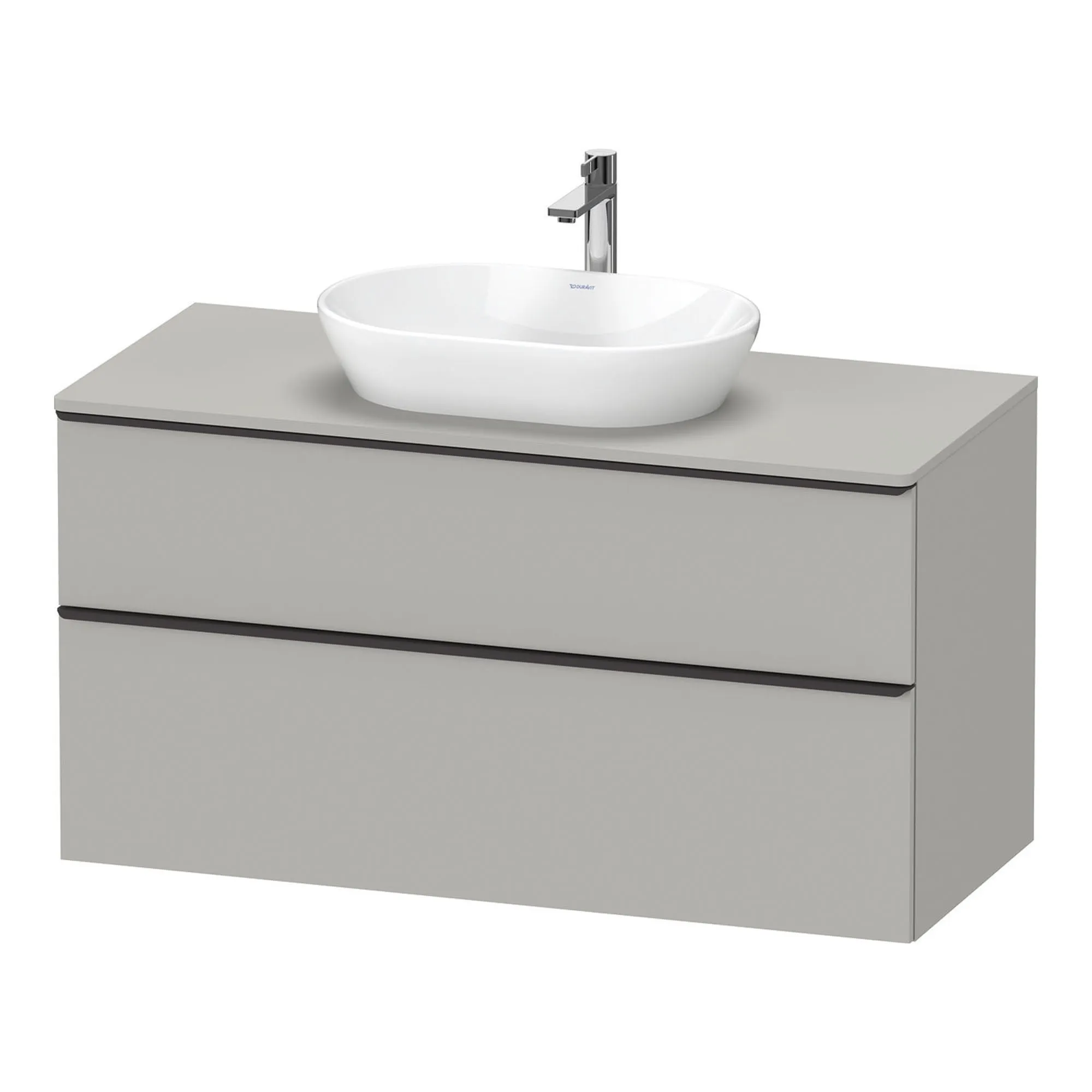 Duravit D-Neo Wall Mounted 2-Drawer Vanity Unit With Worktop - Concrete Grey