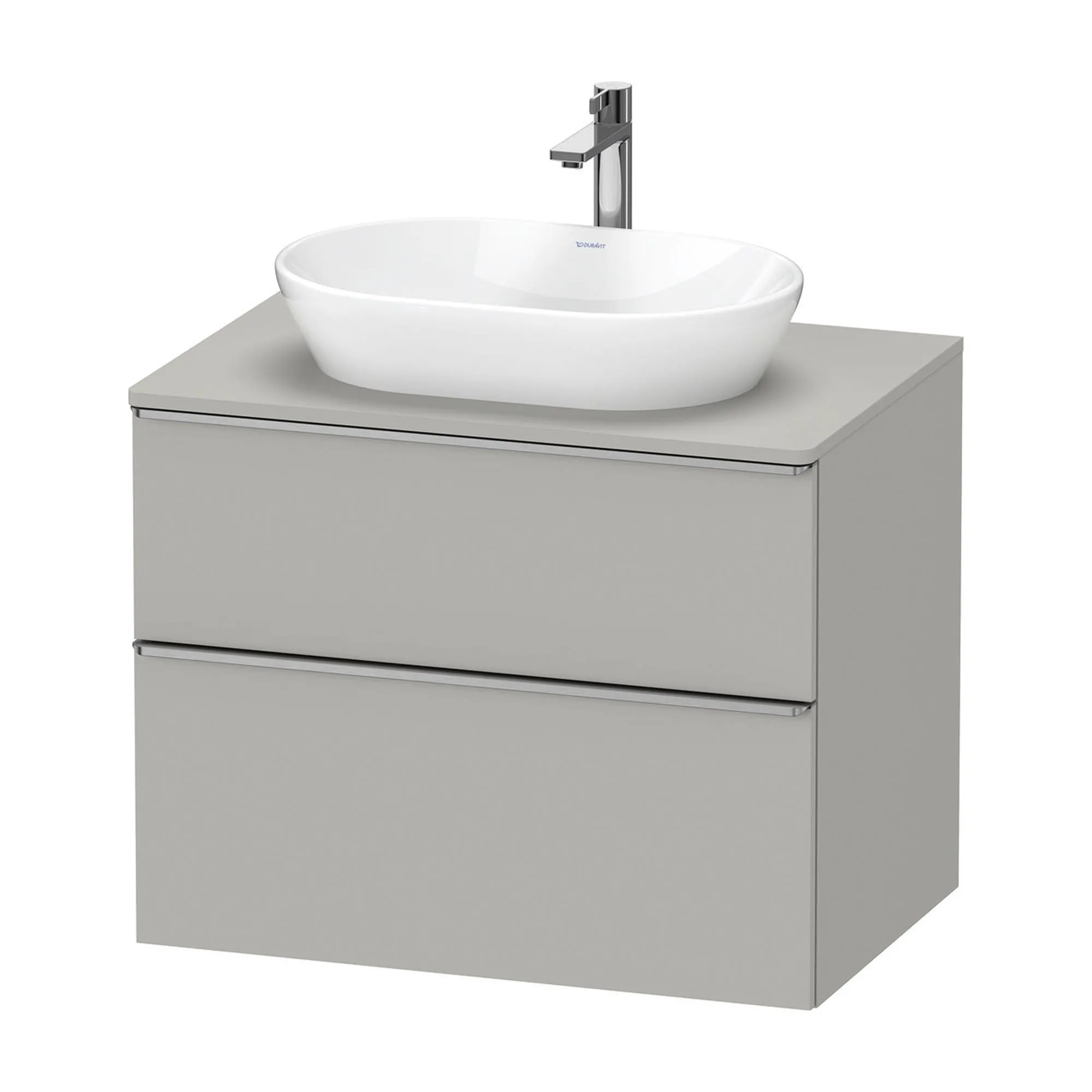 Duravit D-Neo Wall Mounted 2-Drawer Vanity Unit With Worktop - Concrete Grey