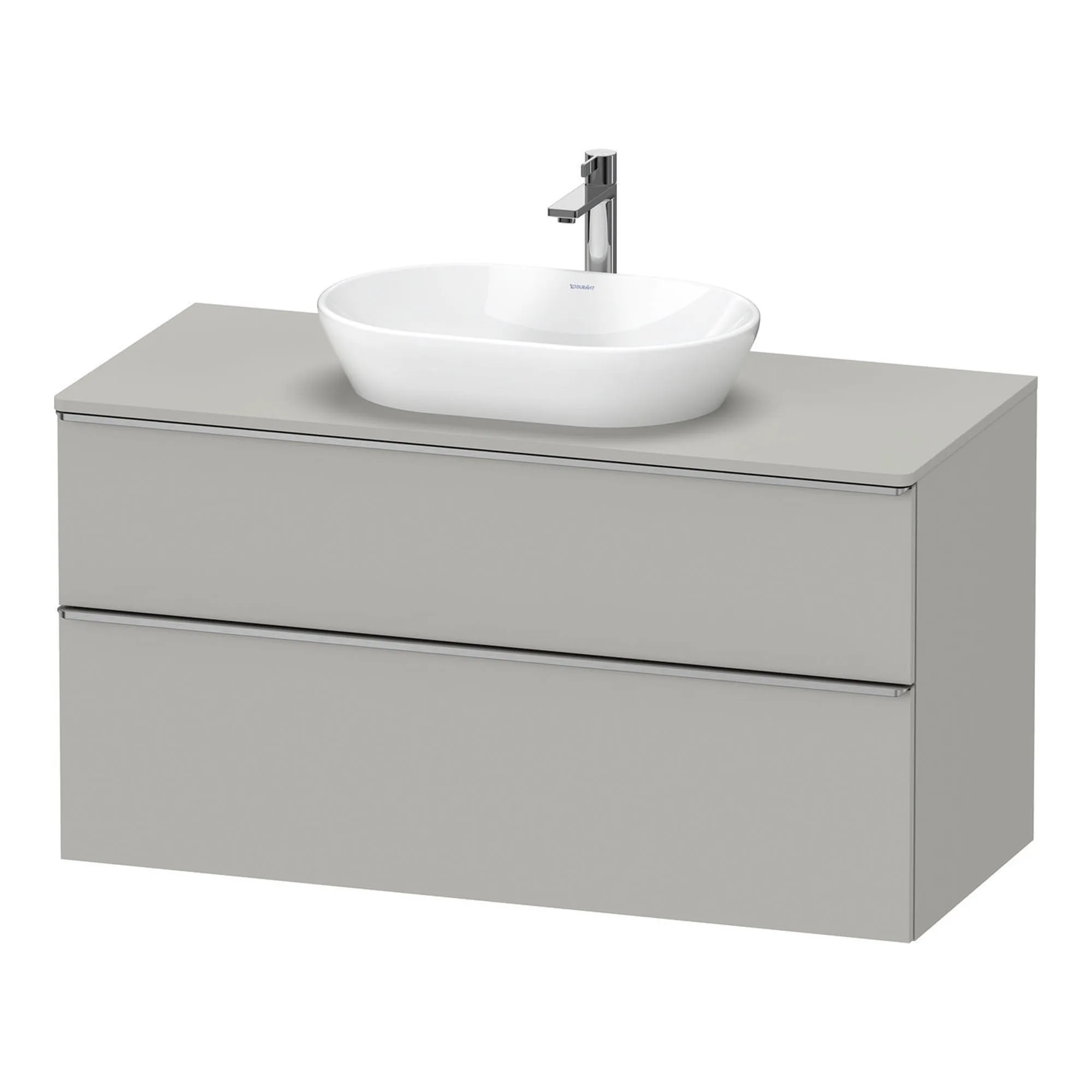 Duravit D-Neo Wall Mounted 2-Drawer Vanity Unit With Worktop - Concrete Grey