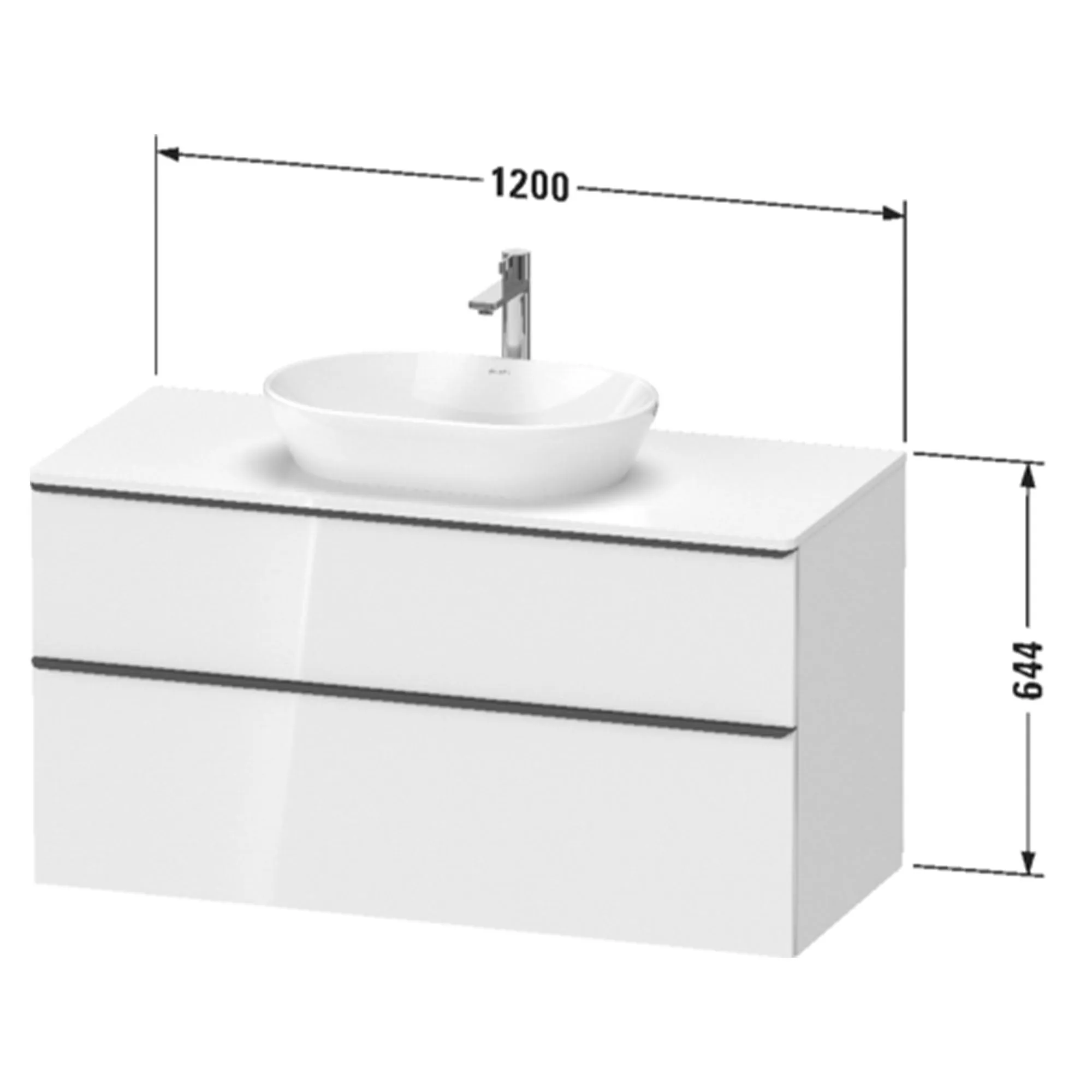 Duravit D-Neo Wall Mounted 2-Drawer Vanity Unit With Worktop - Concrete Grey
