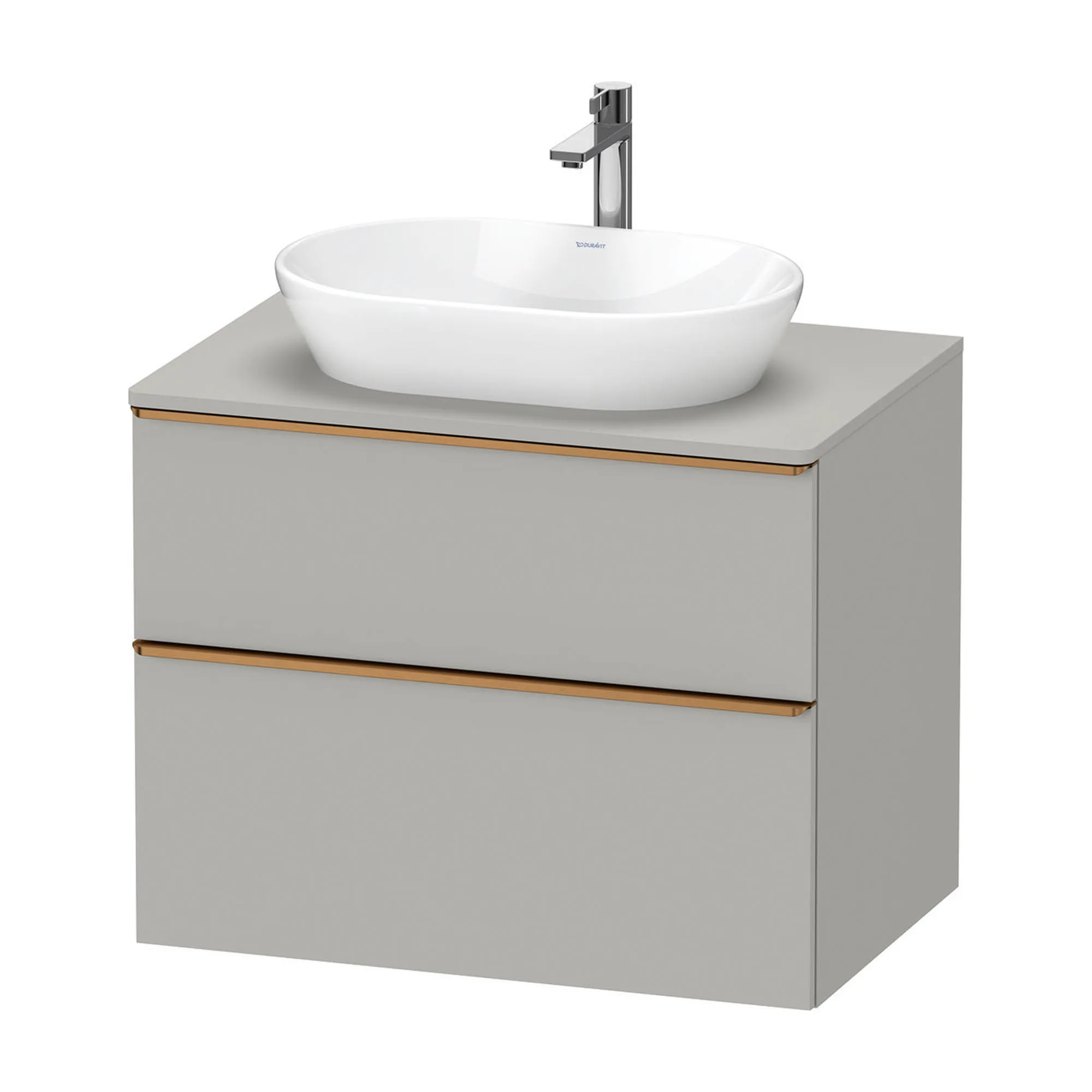 Duravit D-Neo Wall Mounted 2-Drawer Vanity Unit With Worktop - Concrete Grey