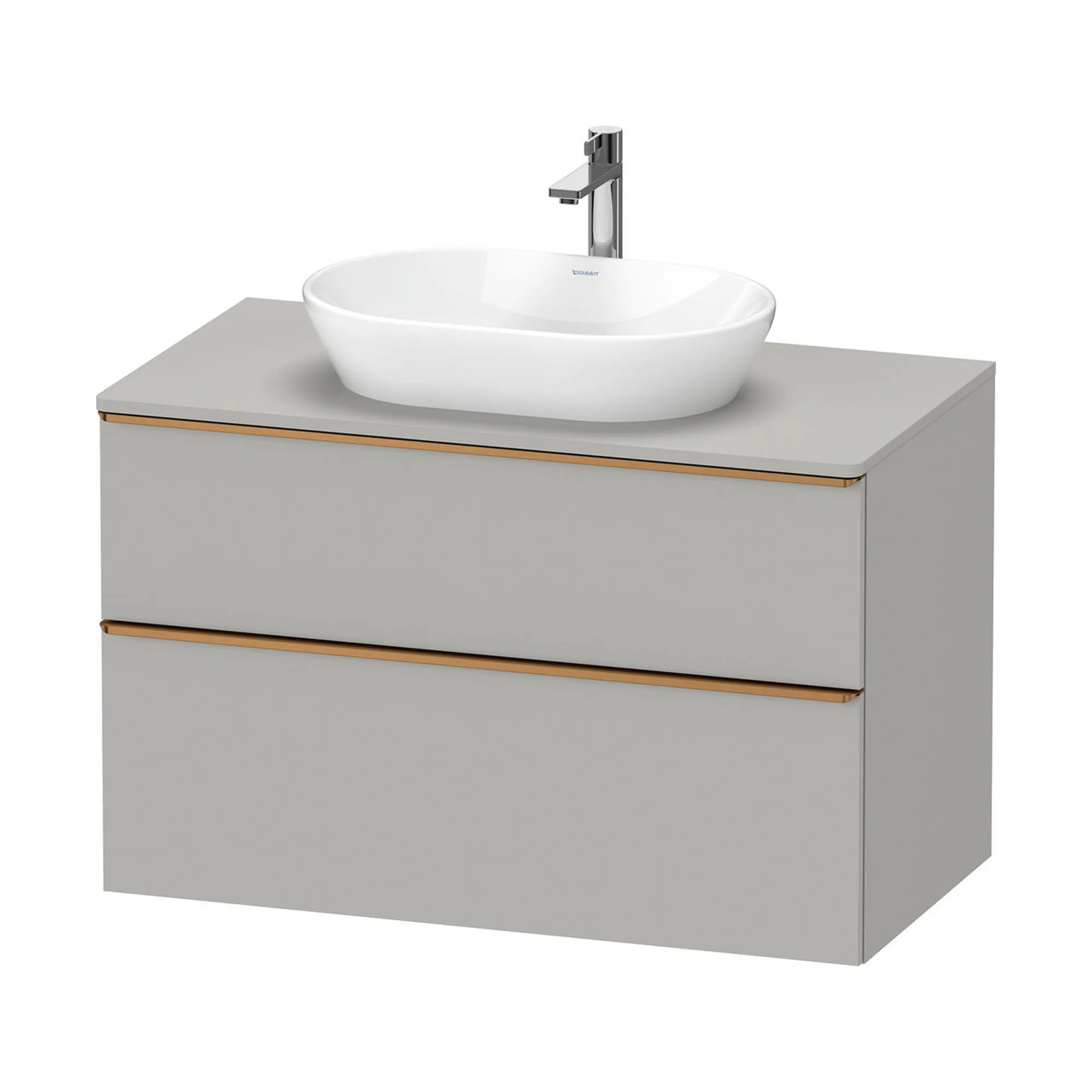 Duravit D-Neo Wall Mounted 2-Drawer Vanity Unit With Worktop - Concrete Grey