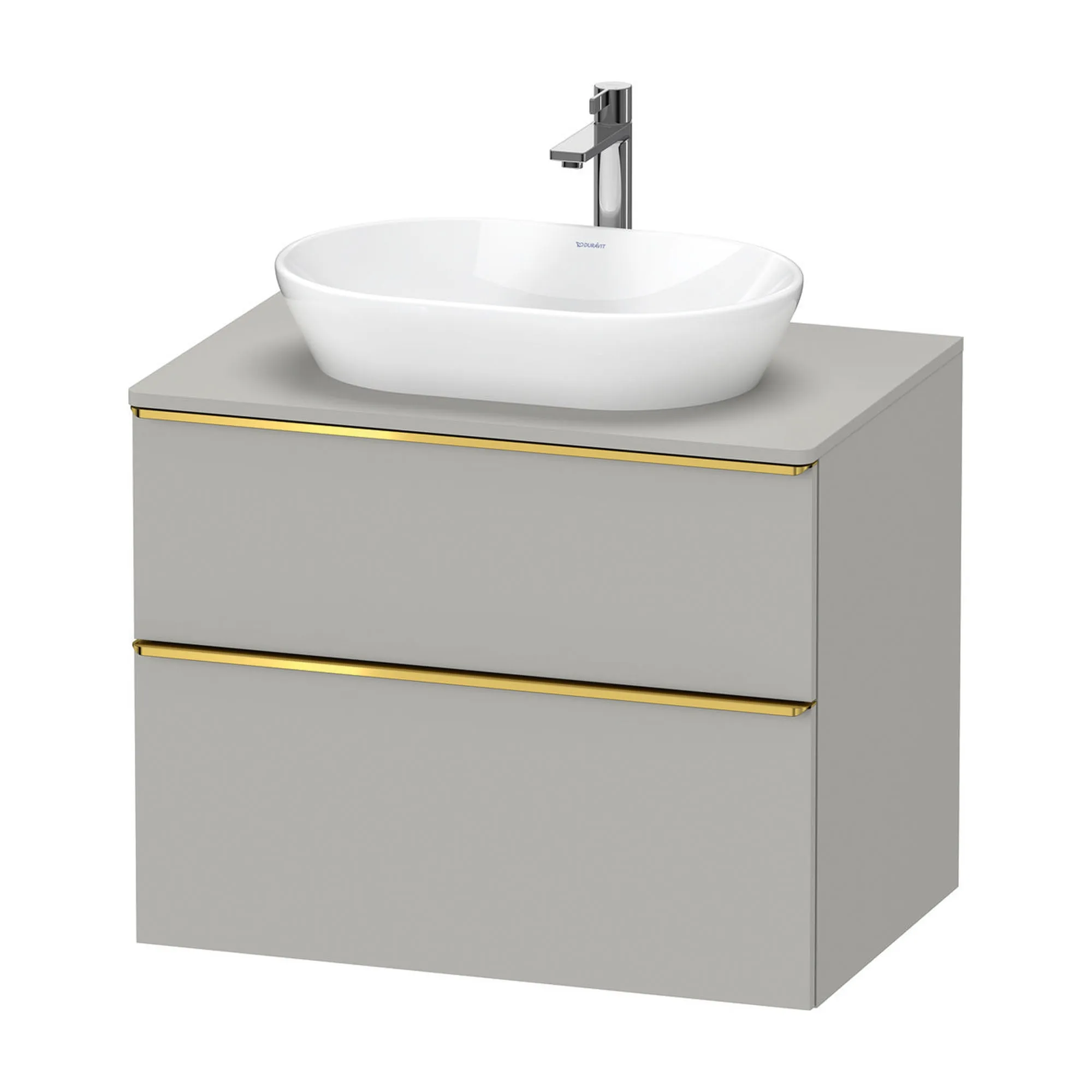 Duravit D-Neo Wall Mounted 2-Drawer Vanity Unit With Worktop - Concrete Grey