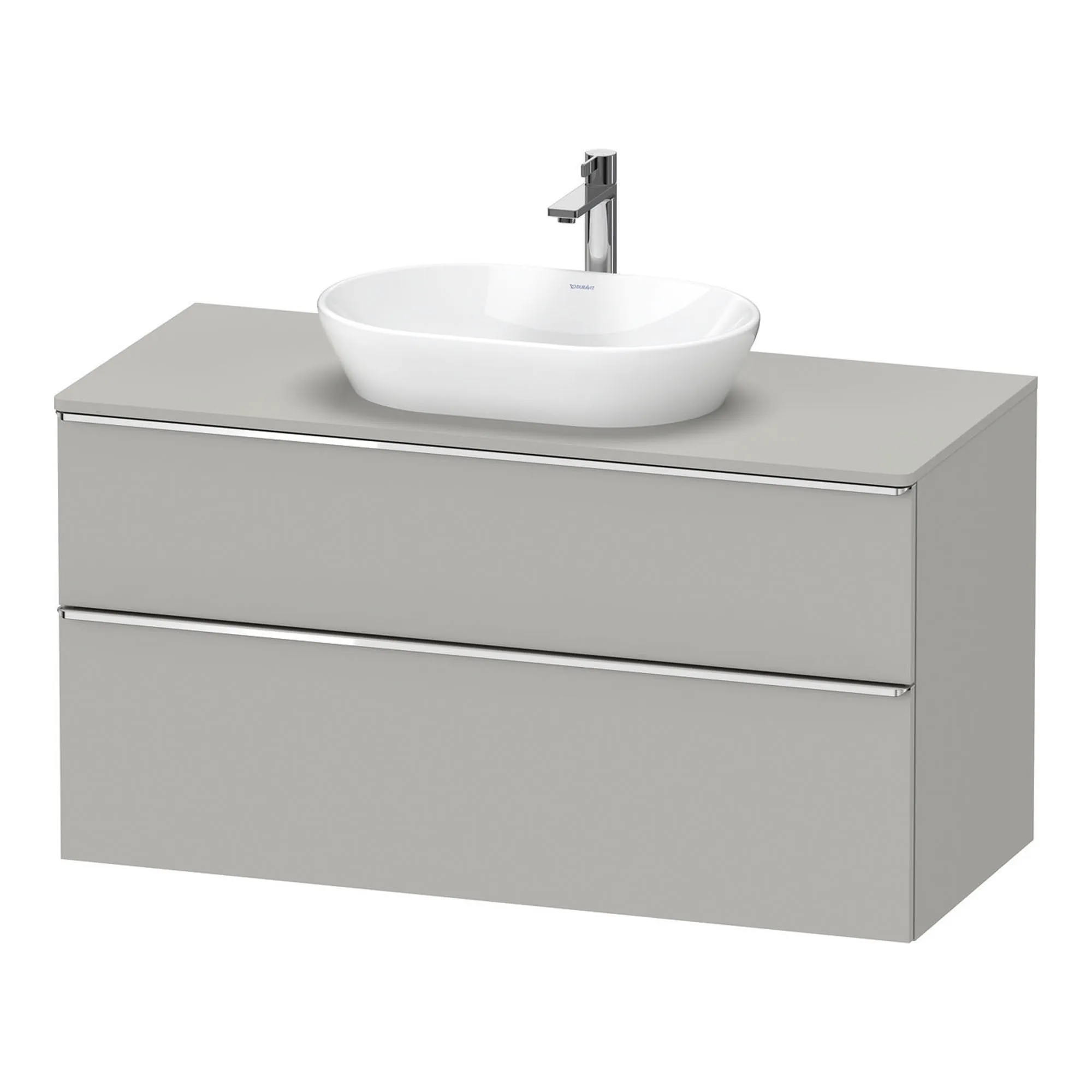 Duravit D-Neo Wall Mounted 2-Drawer Vanity Unit With Worktop - Concrete Grey