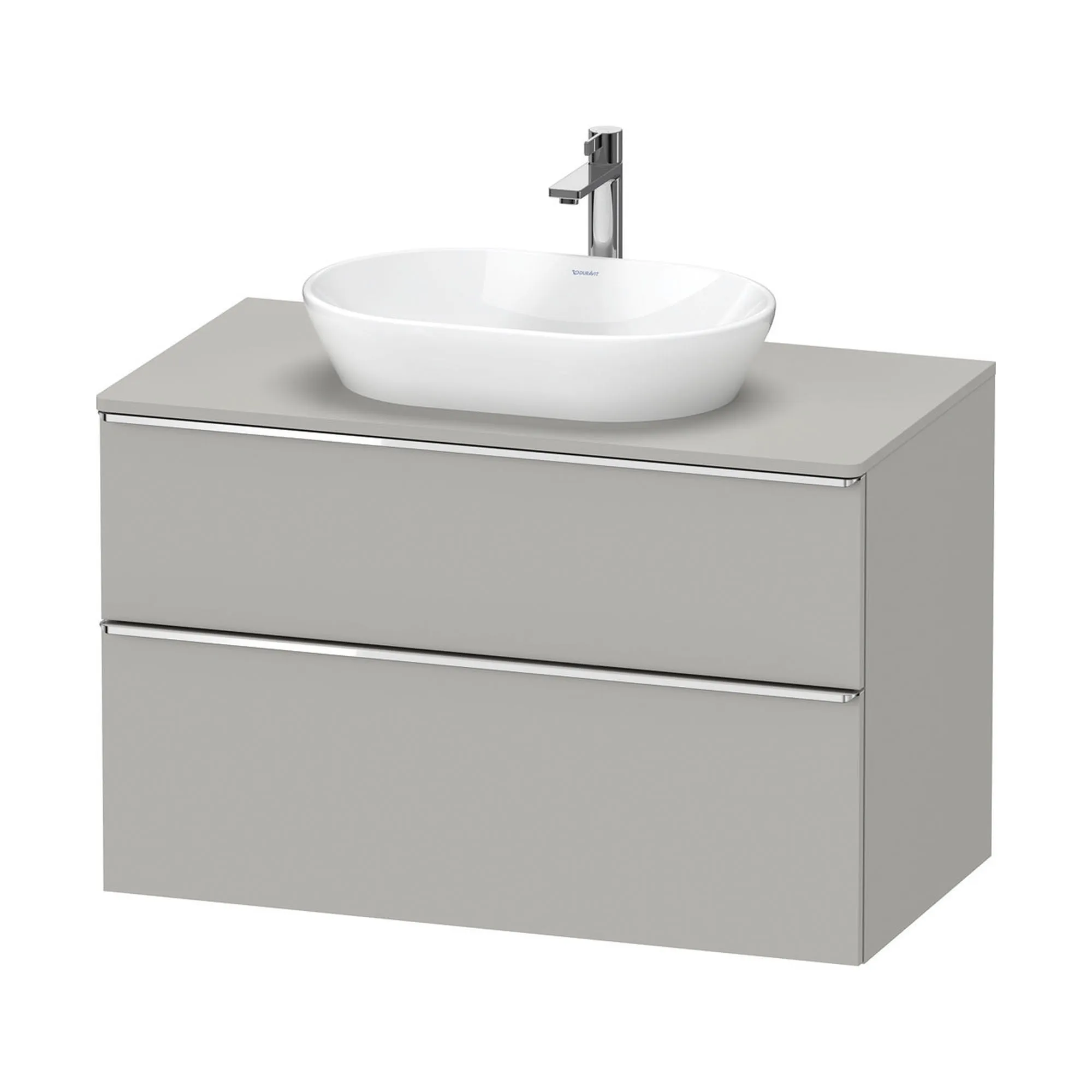 Duravit D-Neo Wall Mounted 2-Drawer Vanity Unit With Worktop - Concrete Grey
