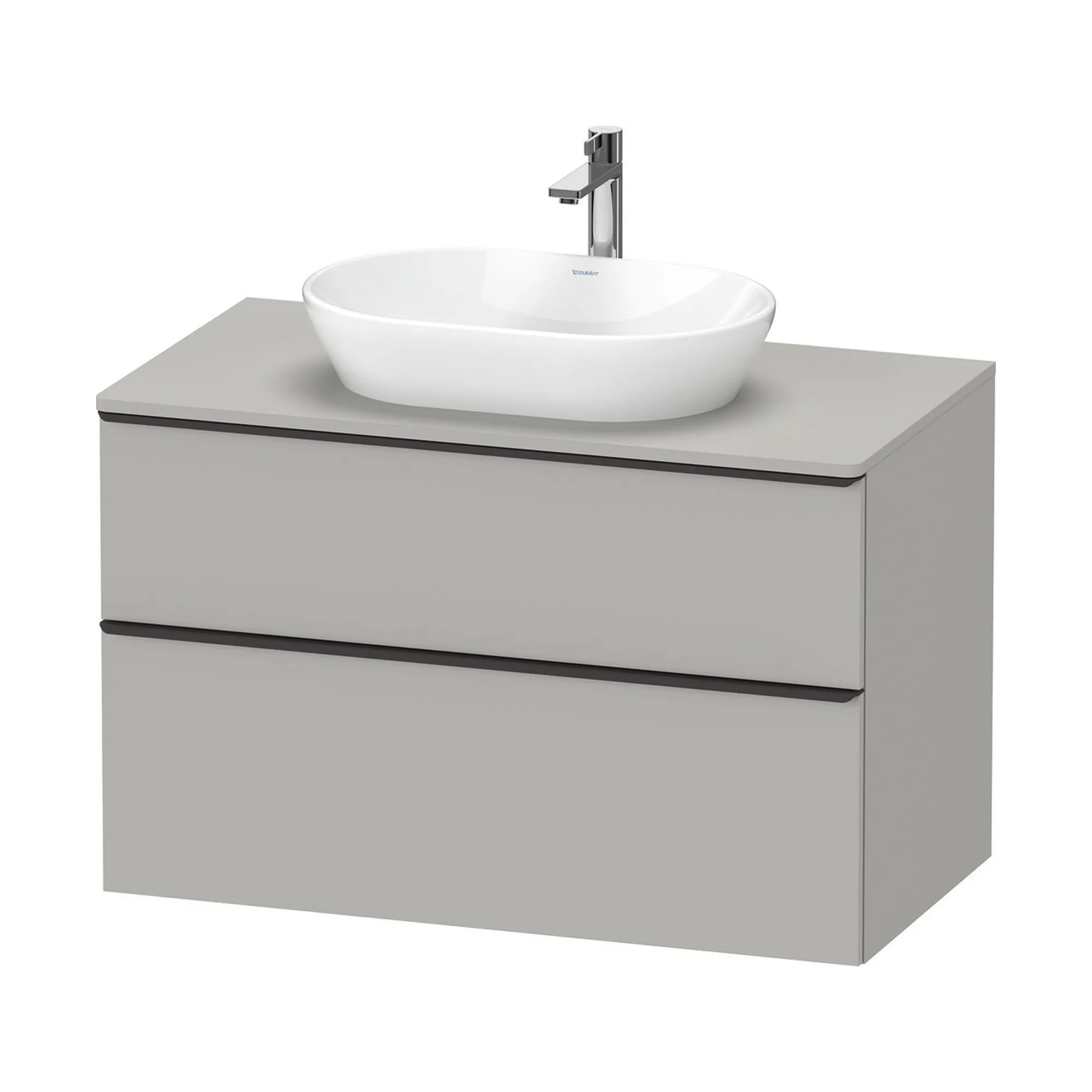 Duravit D-Neo Wall Mounted 2-Drawer Vanity Unit With Worktop - Concrete Grey