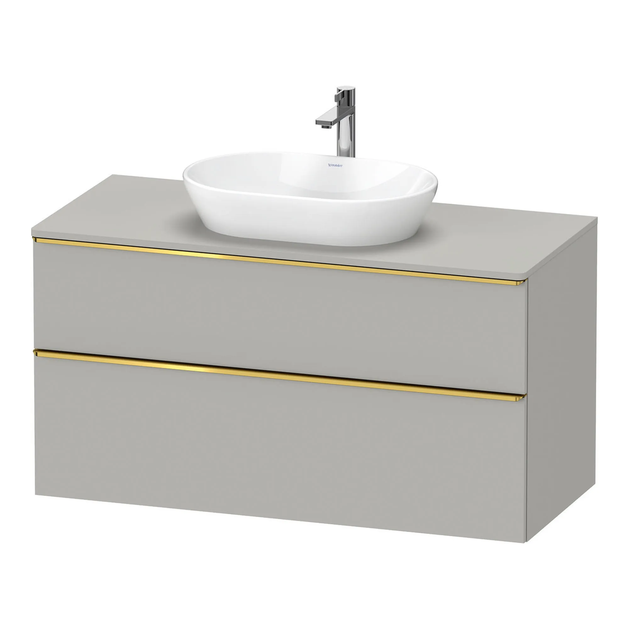 Duravit D-Neo Wall Mounted 2-Drawer Vanity Unit With Worktop - Concrete Grey