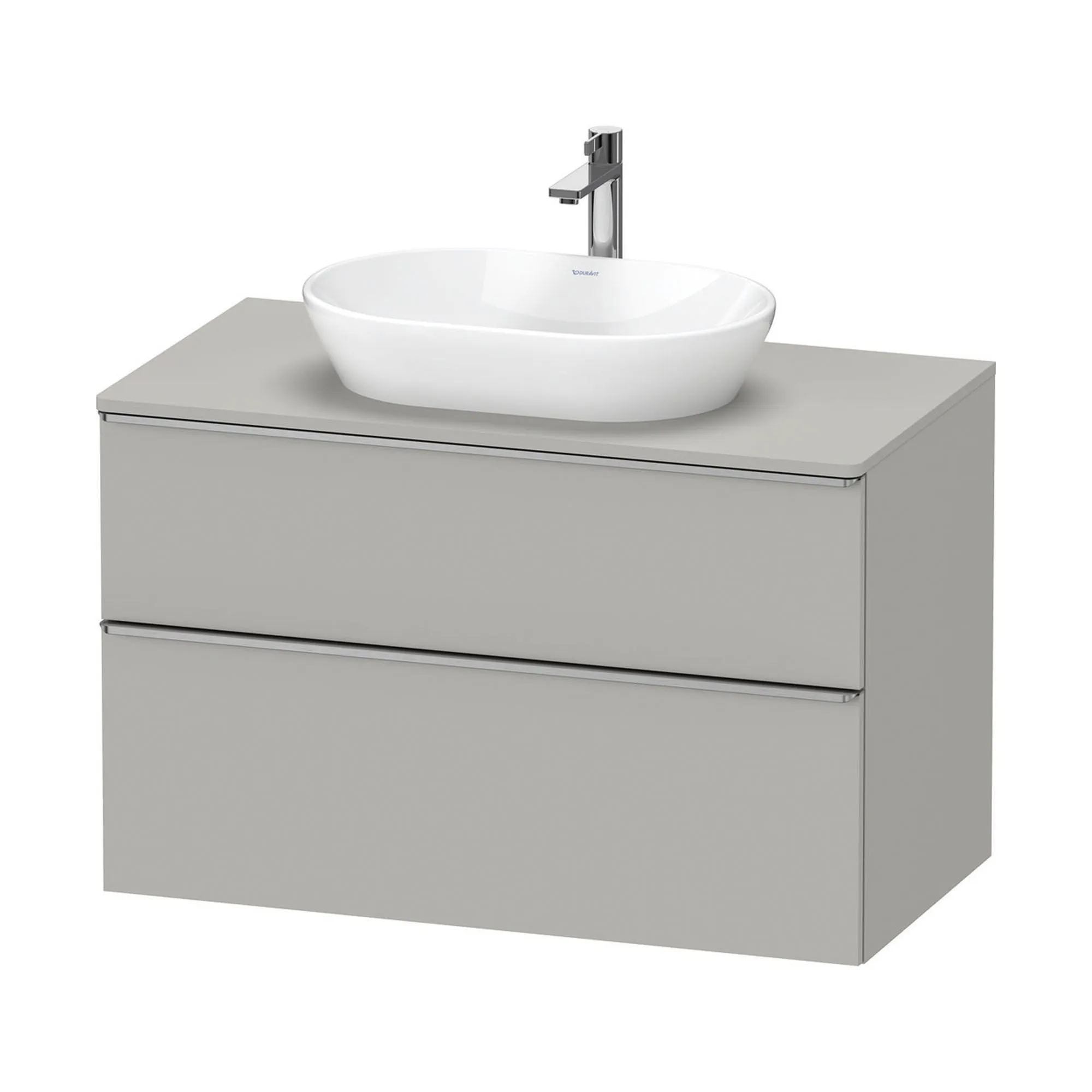 Duravit D-Neo Wall Mounted 2-Drawer Vanity Unit With Worktop - Concrete Grey