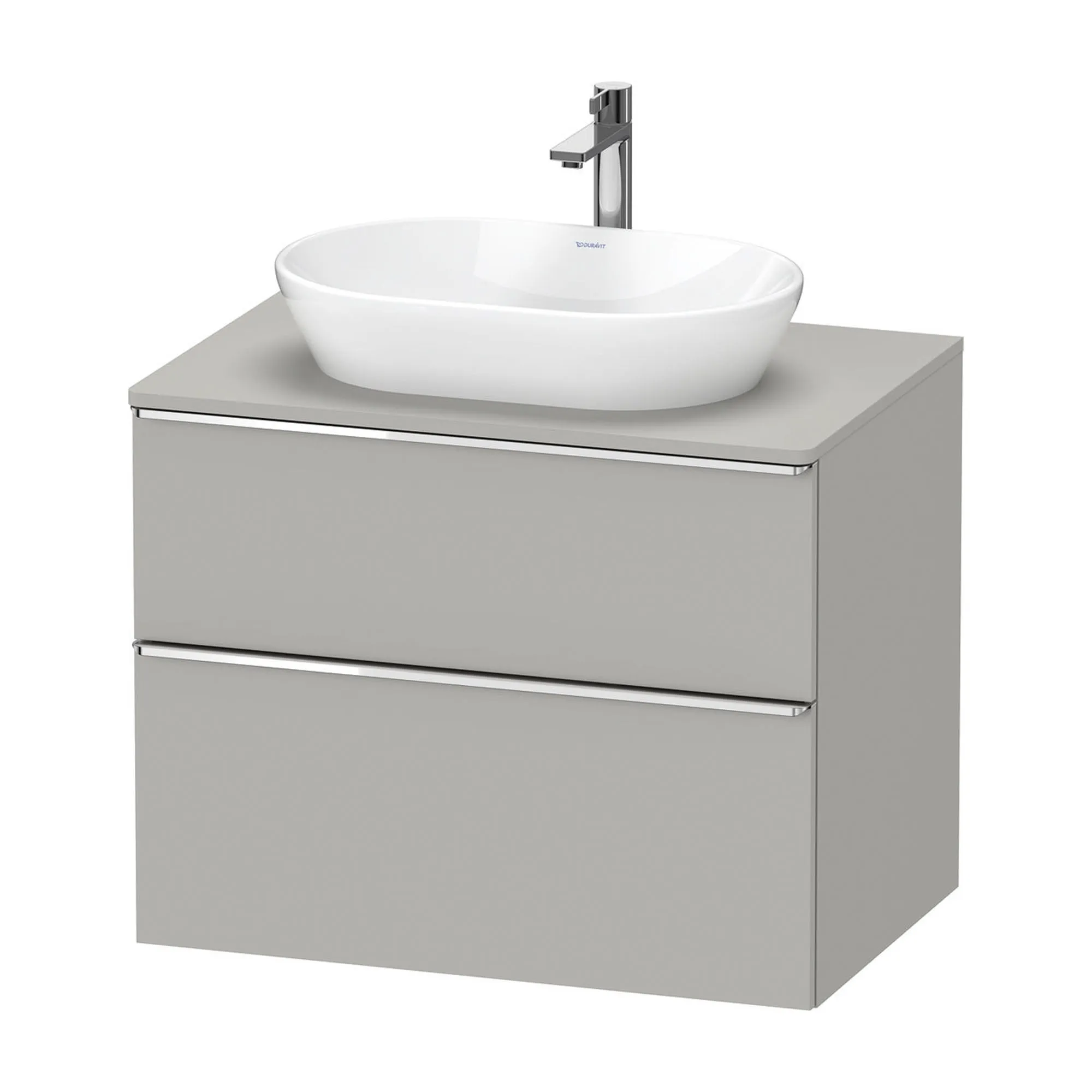 Duravit D-Neo Wall Mounted 2-Drawer Vanity Unit With Worktop - Concrete Grey