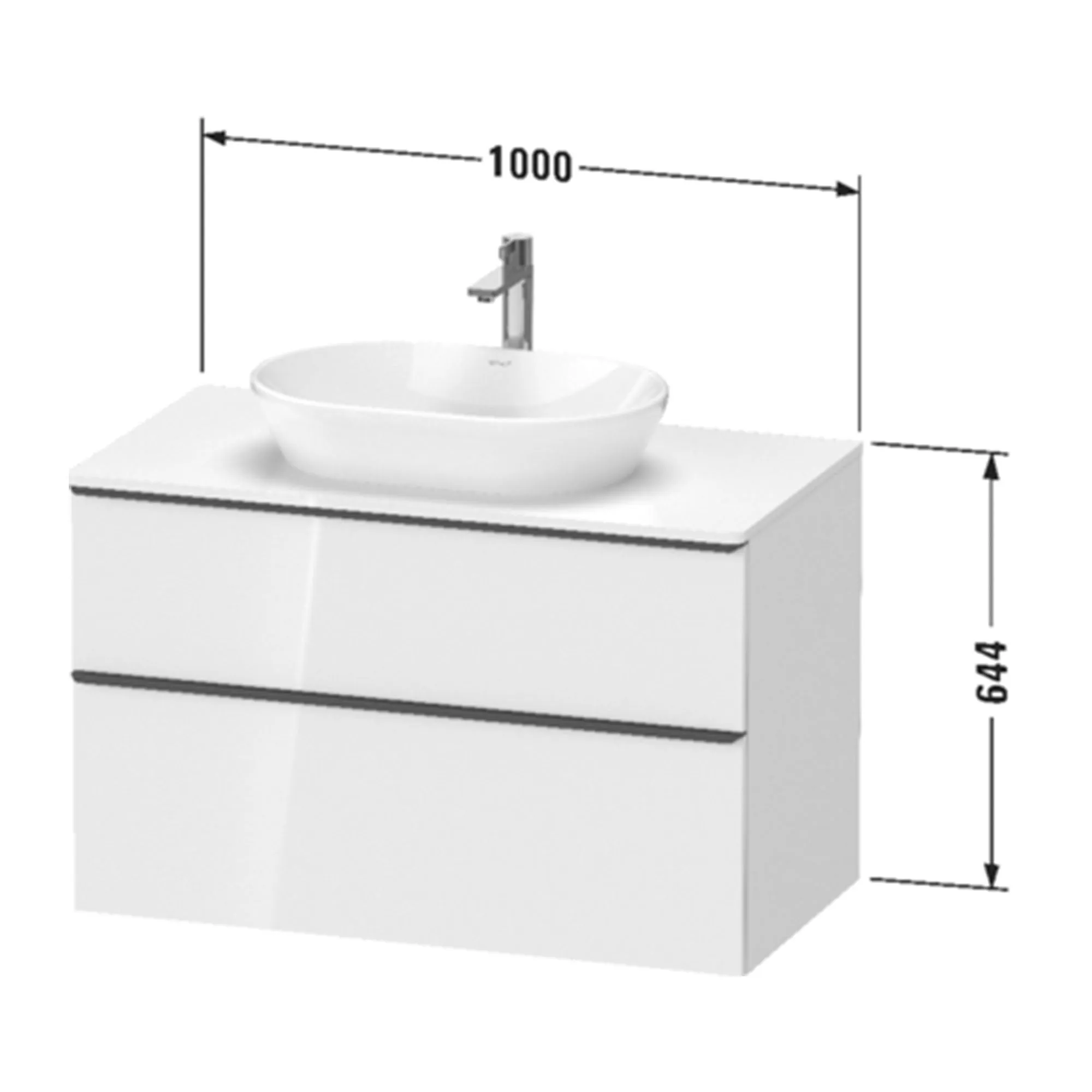 Duravit D-Neo Wall Mounted 2-Drawer Vanity Unit With Worktop - Concrete Grey