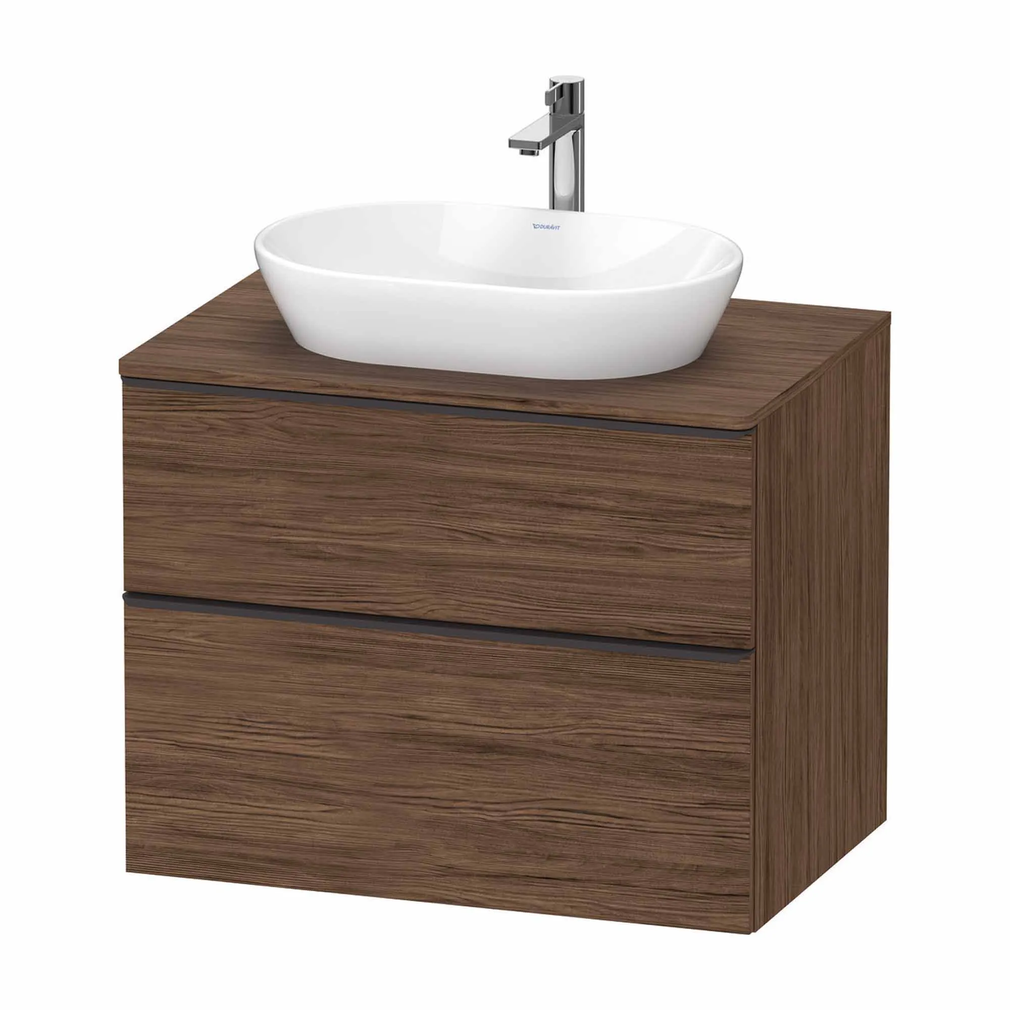 Duravit D-Neo Wall Mounted 2-Drawer Vanity Unit With Worktop - Dark Walnut