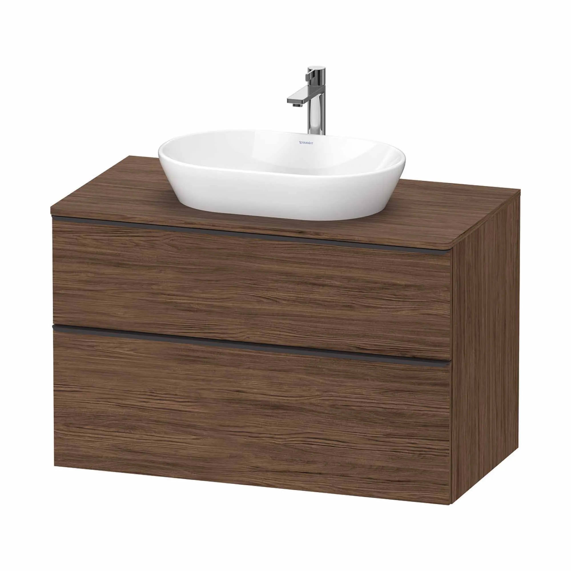Duravit D-Neo Wall Mounted 2-Drawer Vanity Unit With Worktop - Dark Walnut
