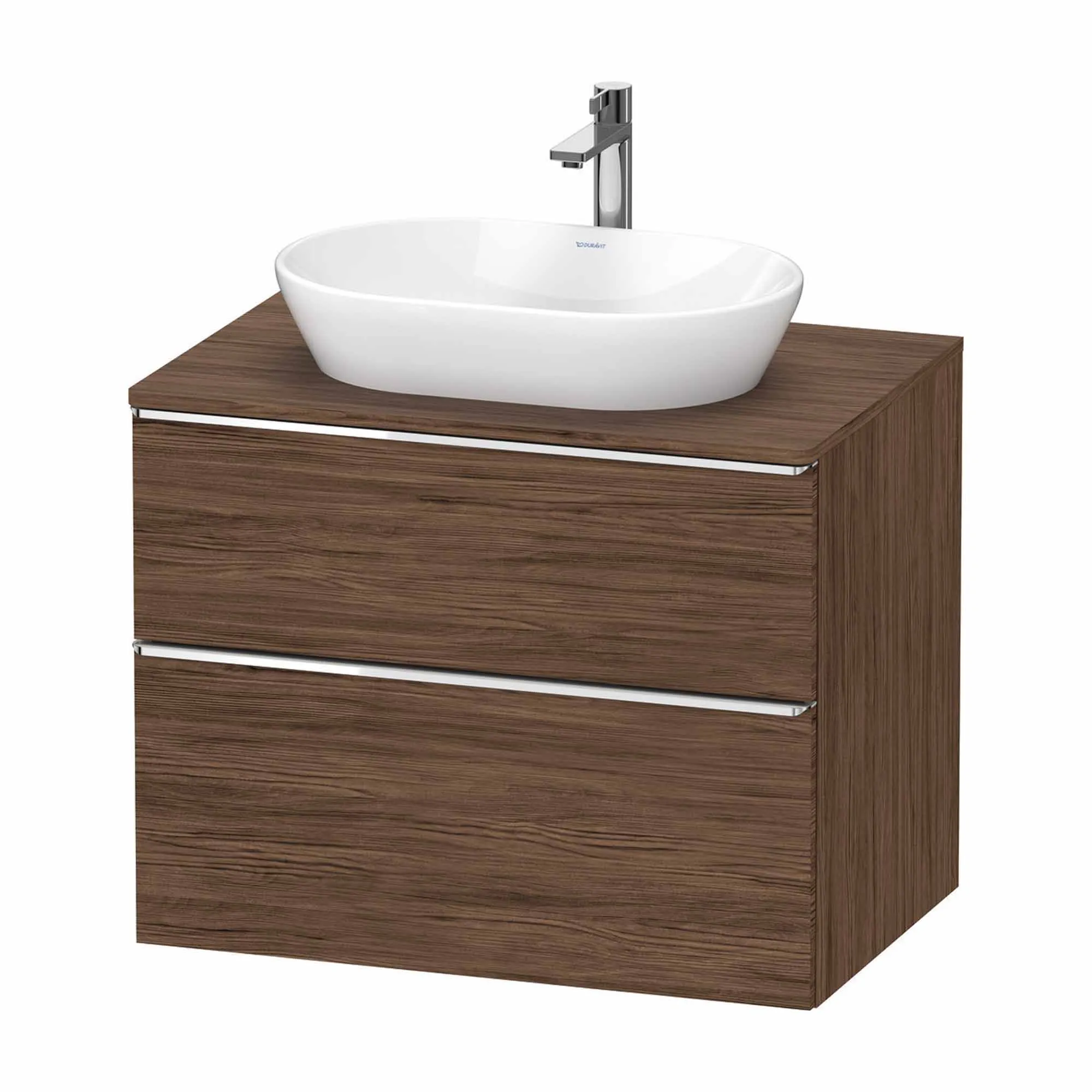 Duravit D-Neo Wall Mounted 2-Drawer Vanity Unit With Worktop - Dark Walnut