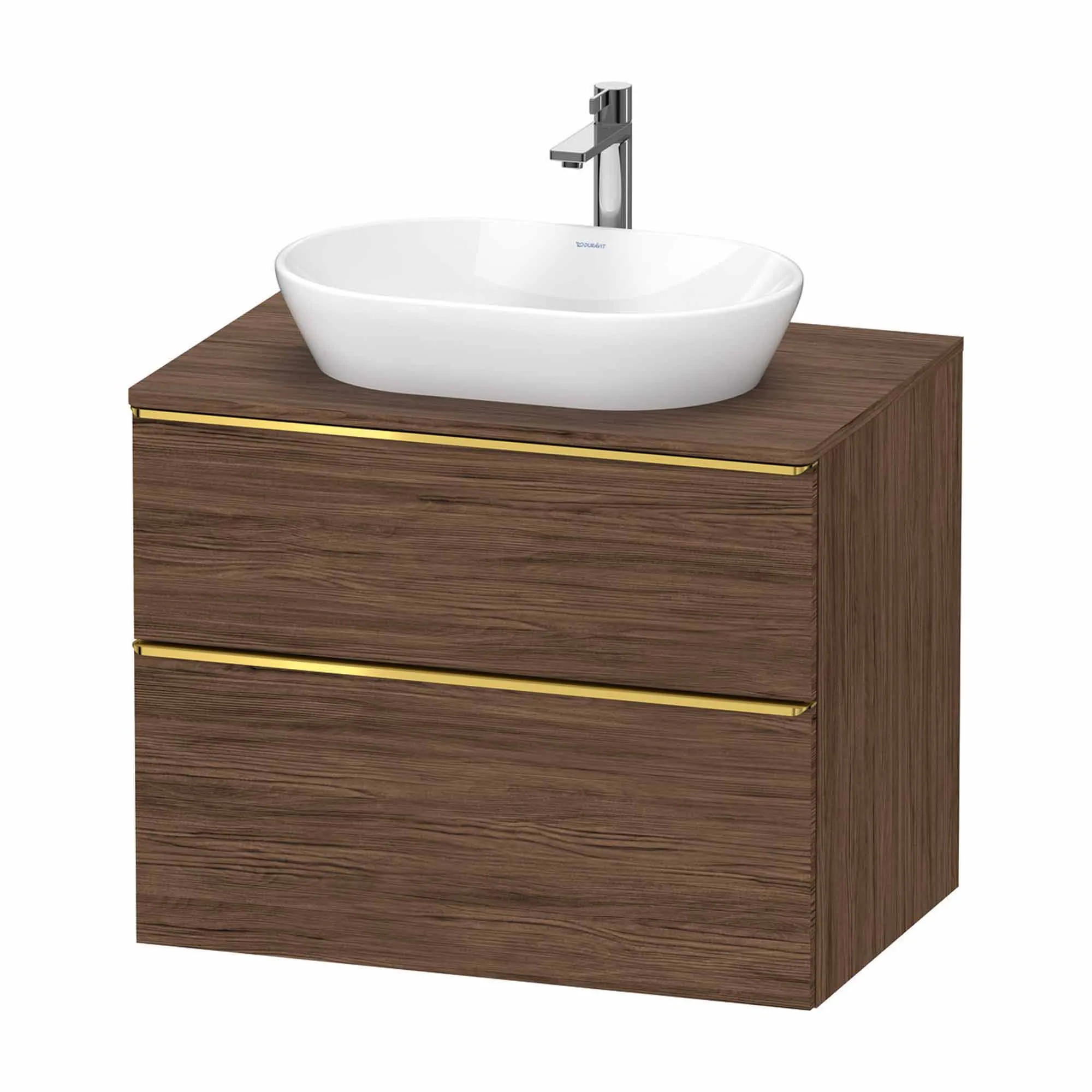 Duravit D-Neo Wall Mounted 2-Drawer Vanity Unit With Worktop - Dark Walnut
