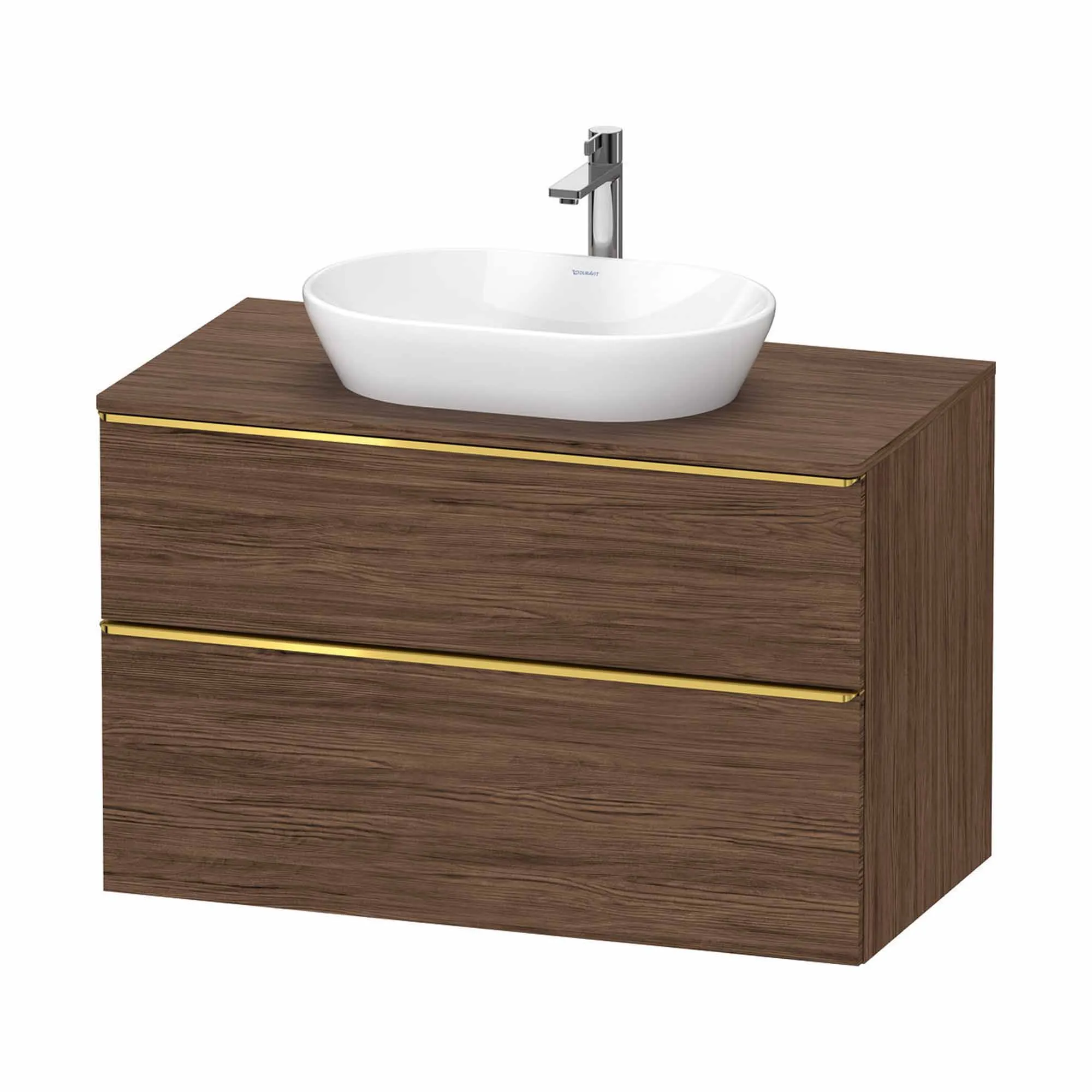 Duravit D-Neo Wall Mounted 2-Drawer Vanity Unit With Worktop - Dark Walnut