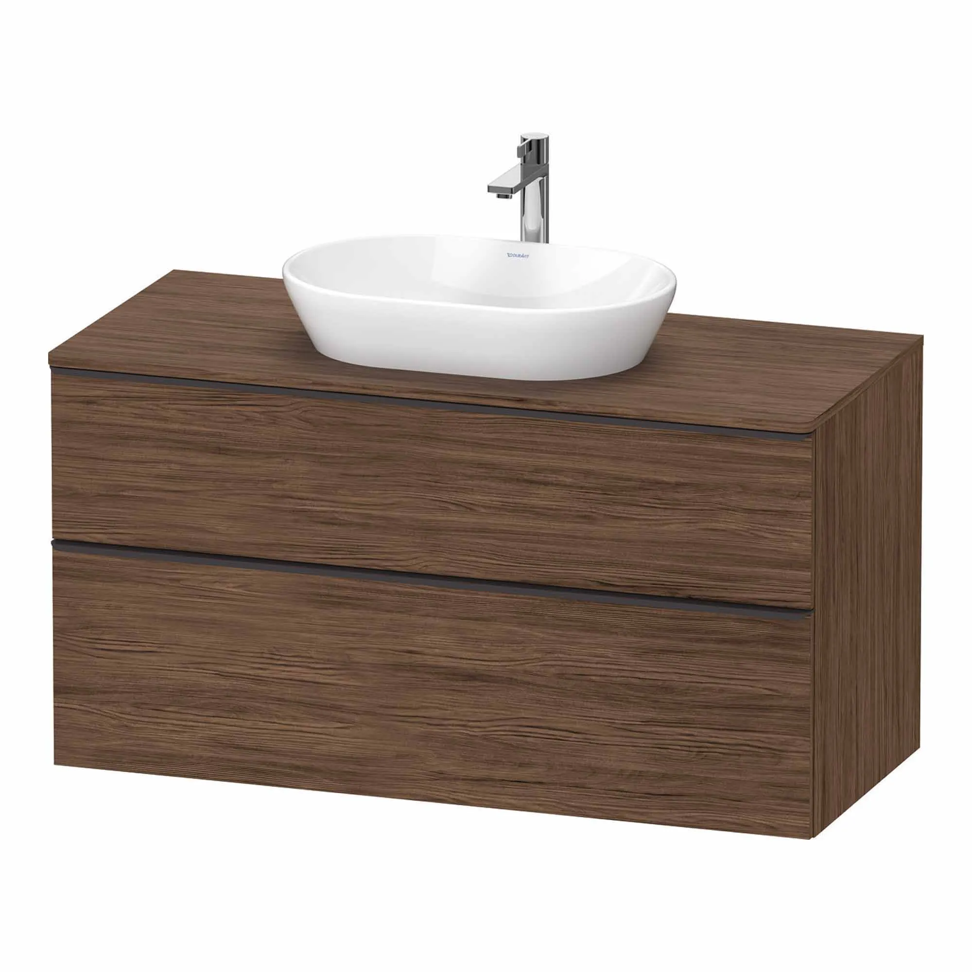Duravit D-Neo Wall Mounted 2-Drawer Vanity Unit With Worktop - Dark Walnut