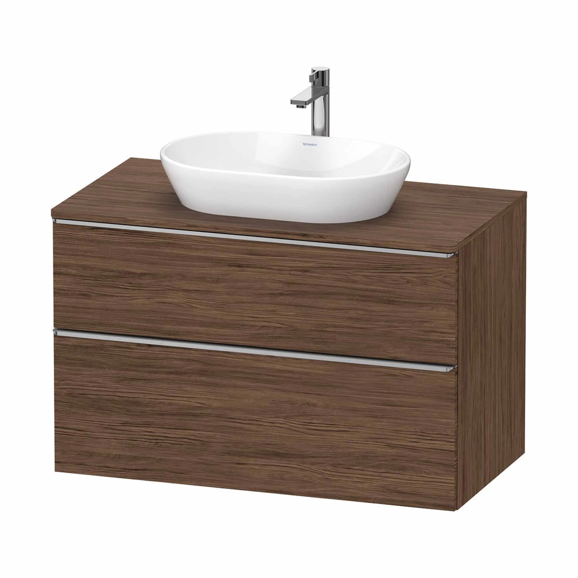 Duravit D-Neo Wall Mounted 2-Drawer Vanity Unit With Worktop - Dark Walnut