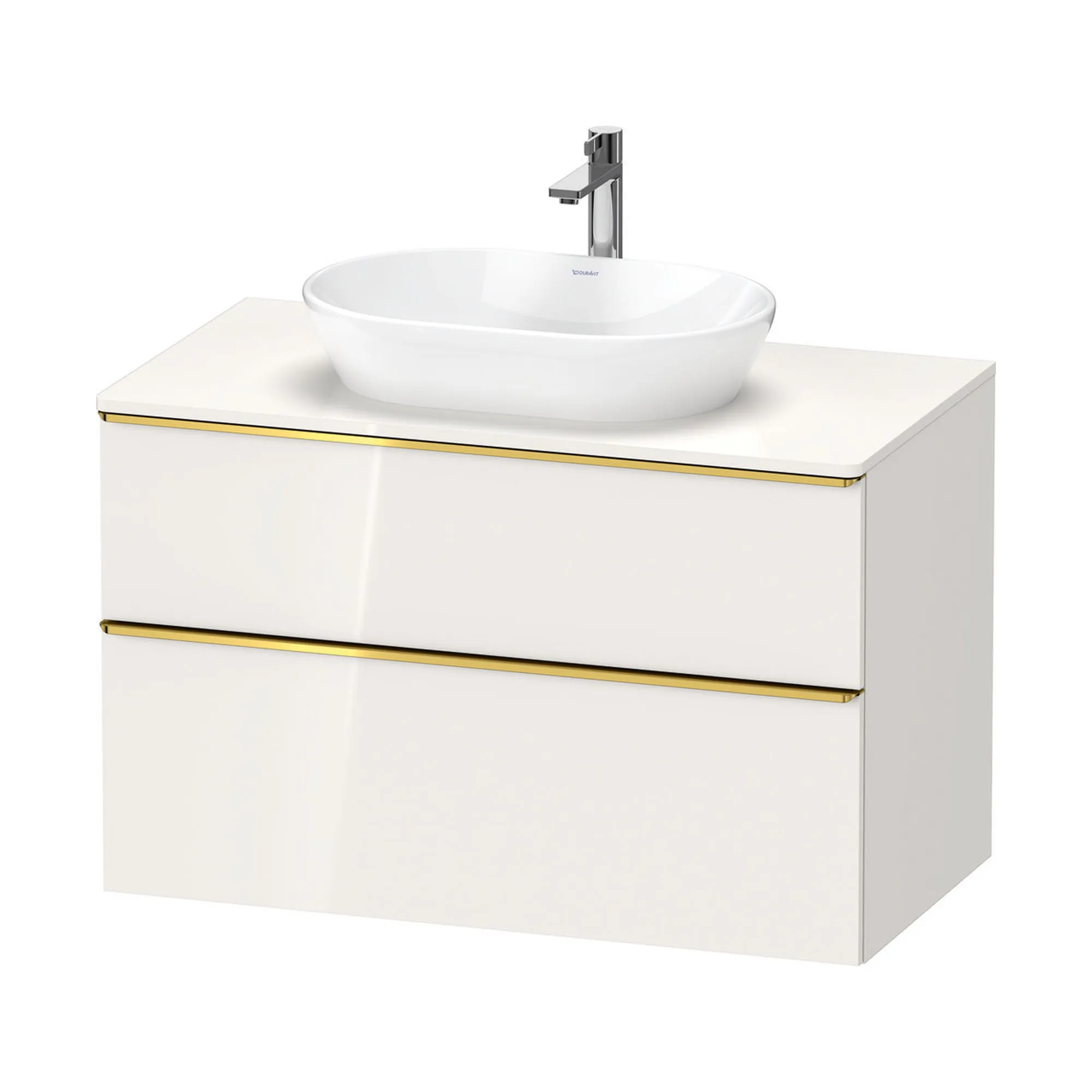 Duravit D-Neo Wall Mounted 2-Drawer Vanity Unit With Worktop - Gloss White