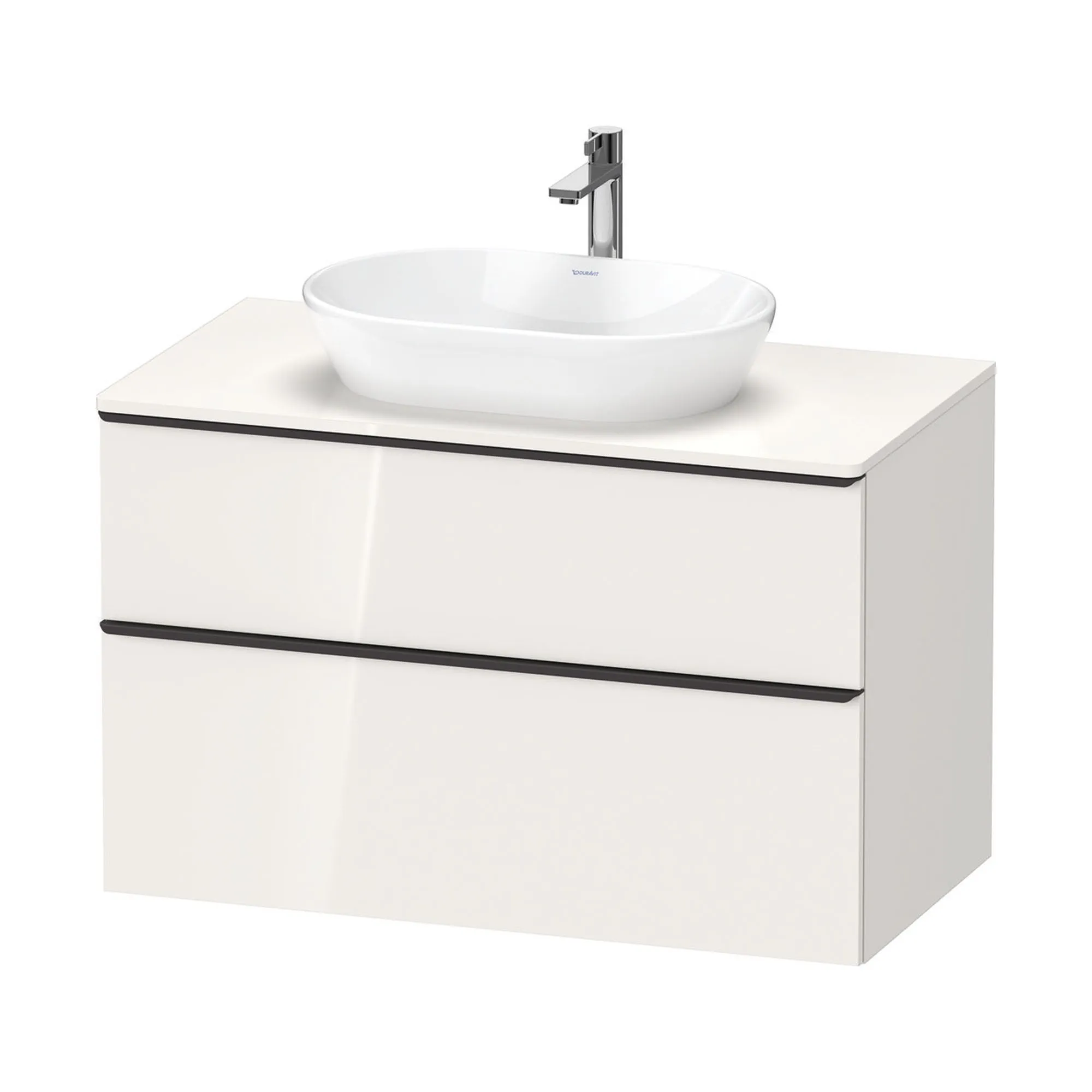 Duravit D-Neo Wall Mounted 2-Drawer Vanity Unit With Worktop - Gloss White