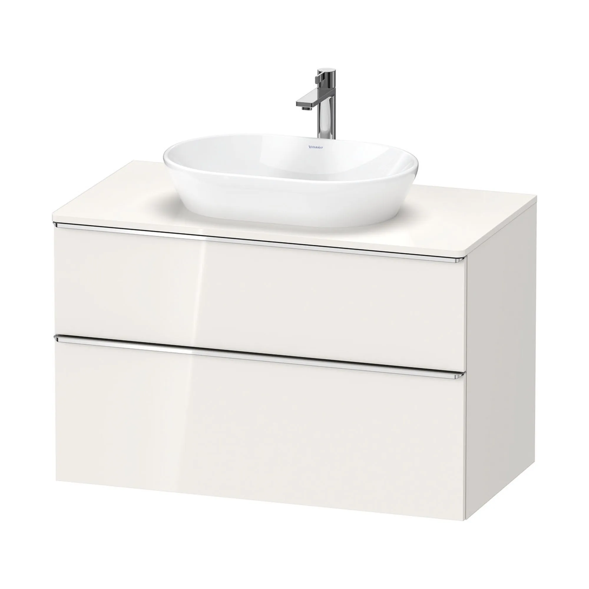 Duravit D-Neo Wall Mounted 2-Drawer Vanity Unit With Worktop - Gloss White