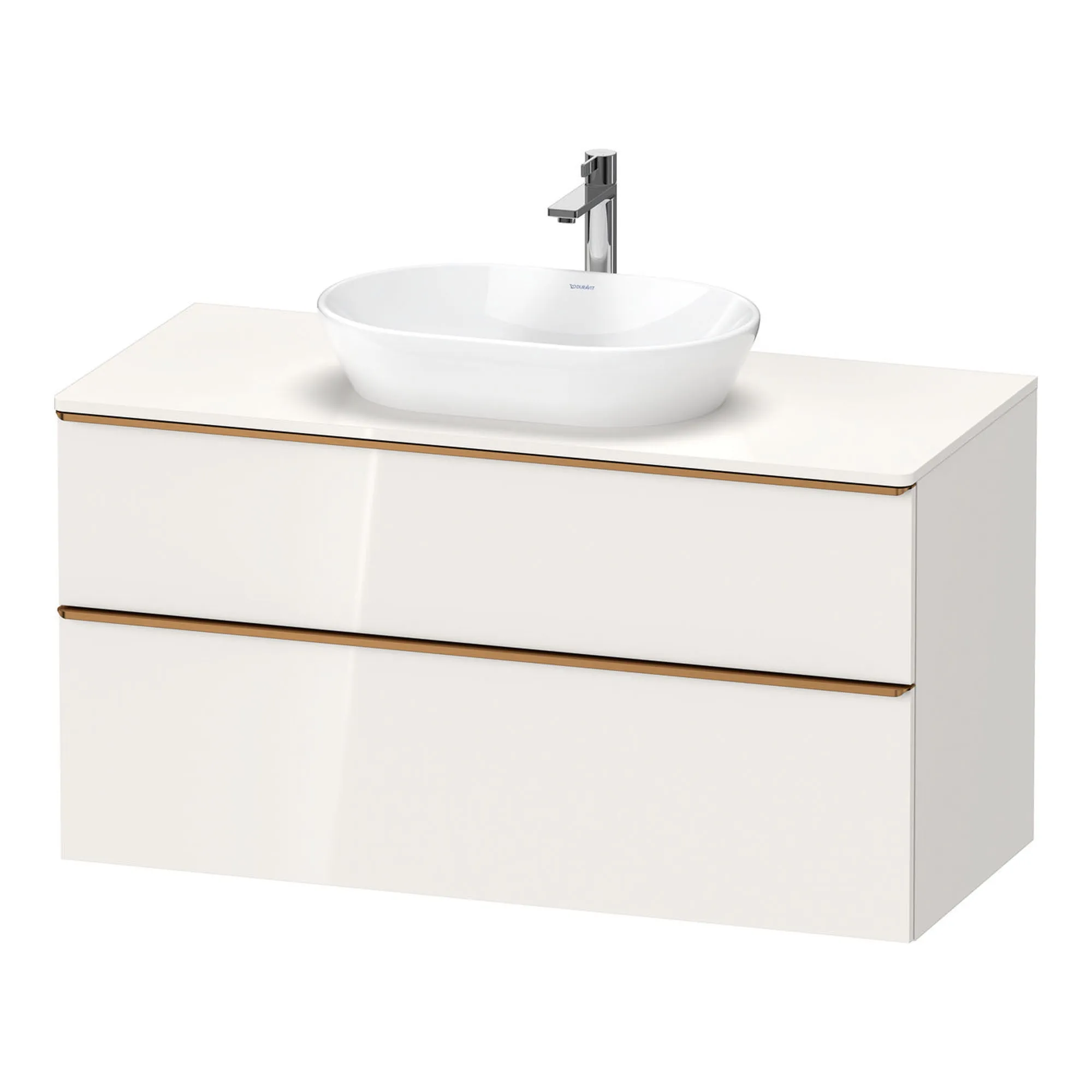 Duravit D-Neo Wall Mounted 2-Drawer Vanity Unit With Worktop - Gloss White