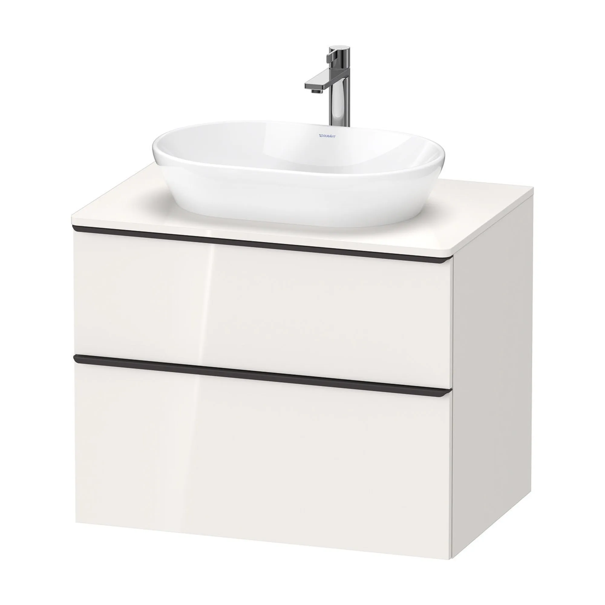 Duravit D-Neo Wall Mounted 2-Drawer Vanity Unit With Worktop - Gloss White