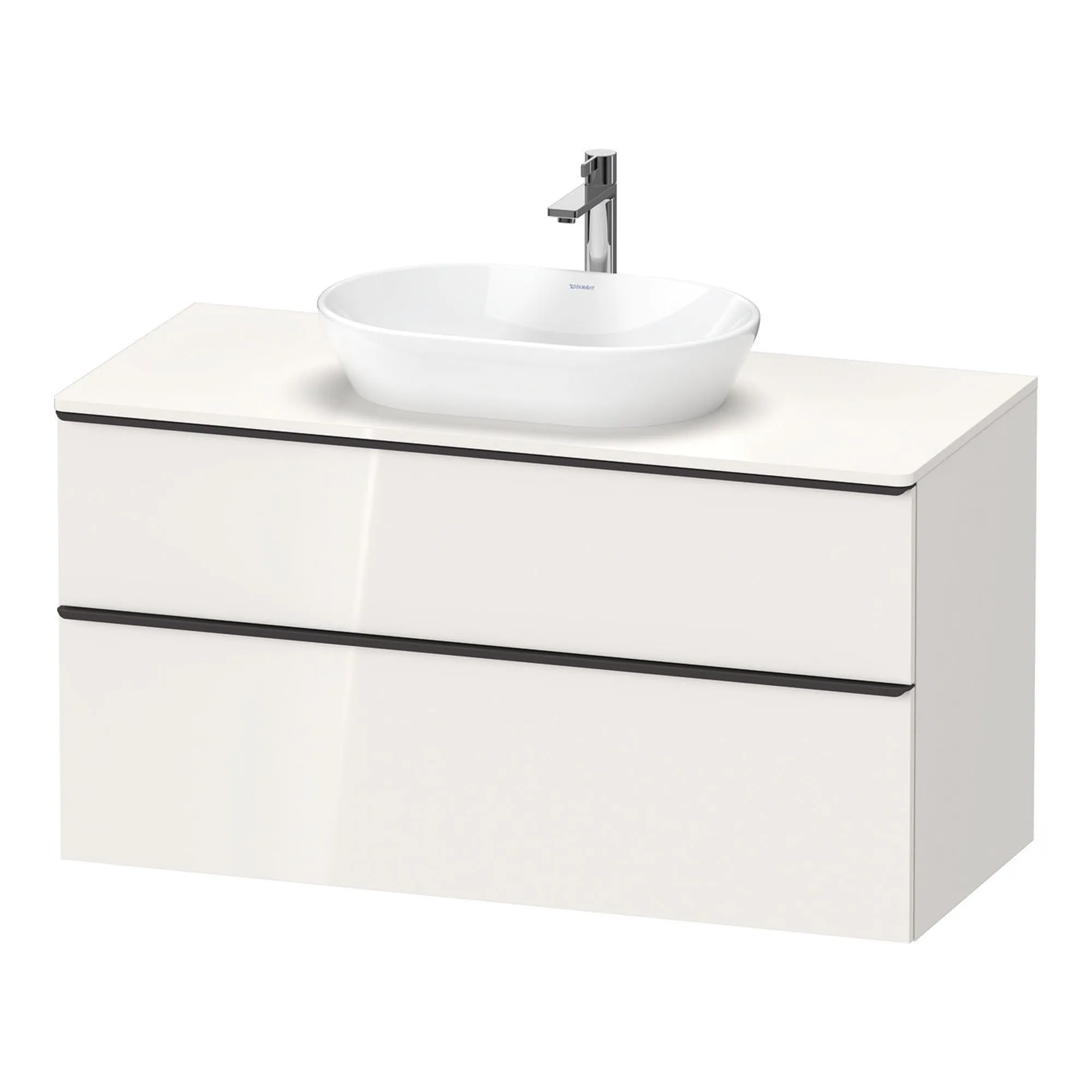 Duravit D-Neo Wall Mounted 2-Drawer Vanity Unit With Worktop - Gloss White