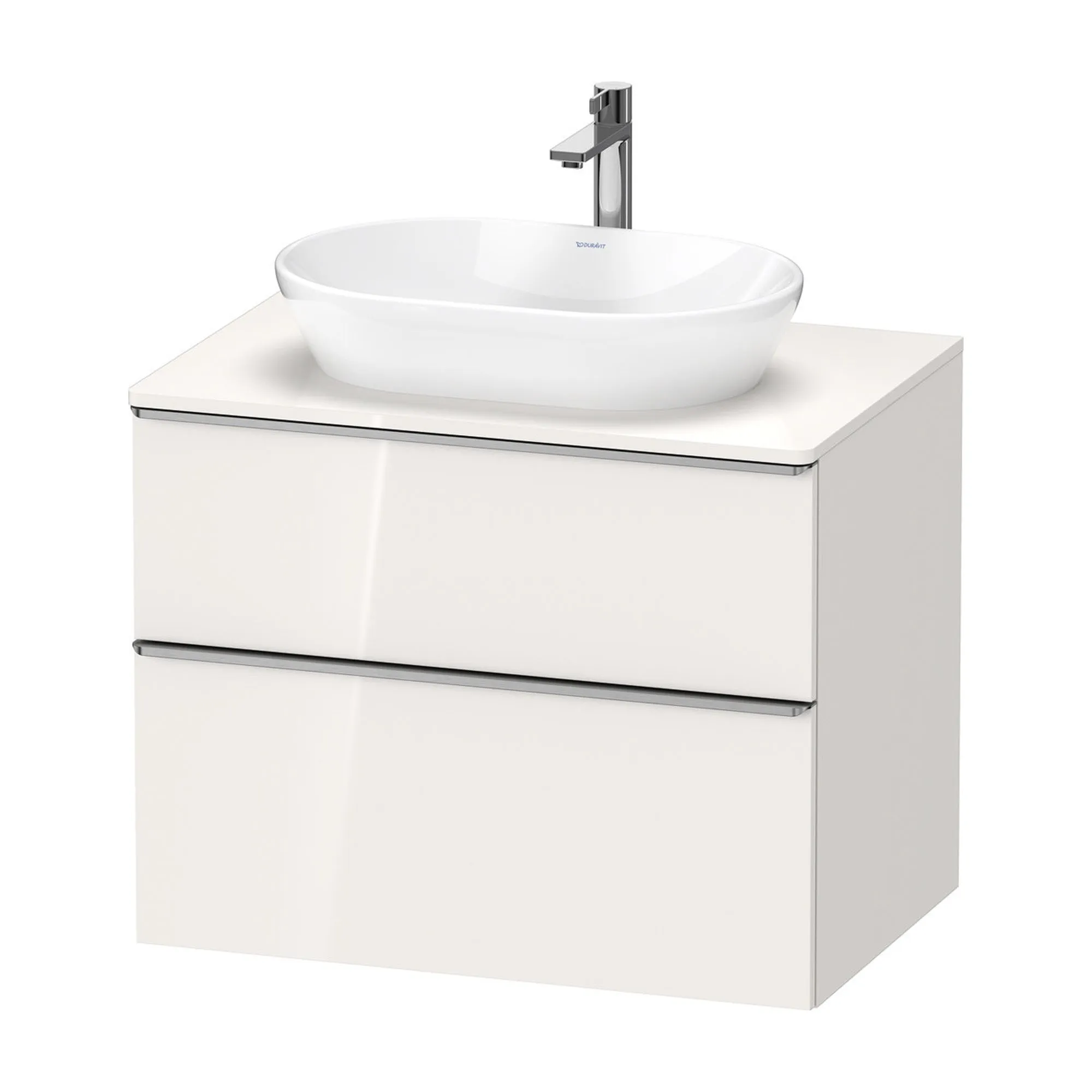 Duravit D-Neo Wall Mounted 2-Drawer Vanity Unit With Worktop - Gloss White
