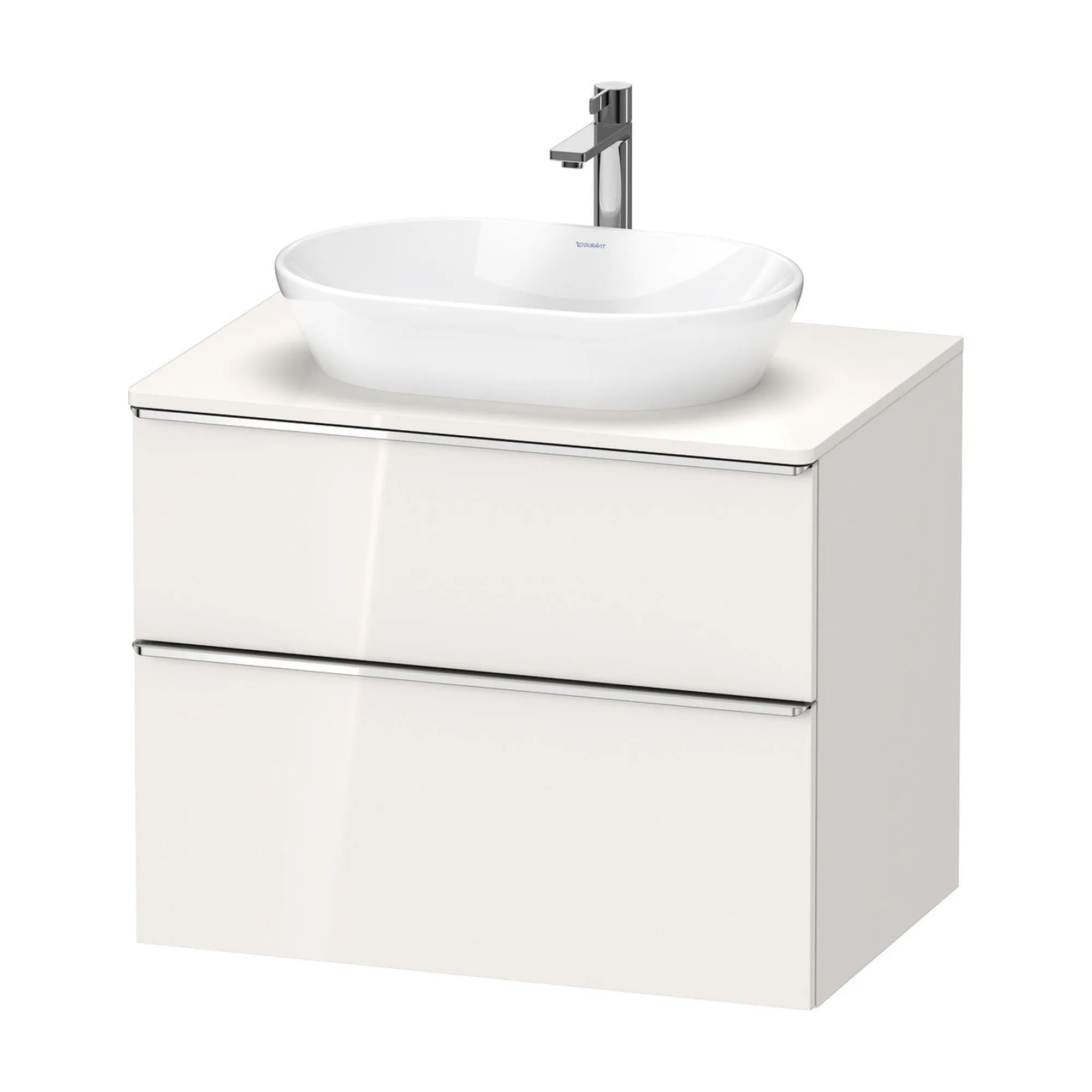 Duravit D-Neo Wall Mounted 2-Drawer Vanity Unit With Worktop - Gloss White