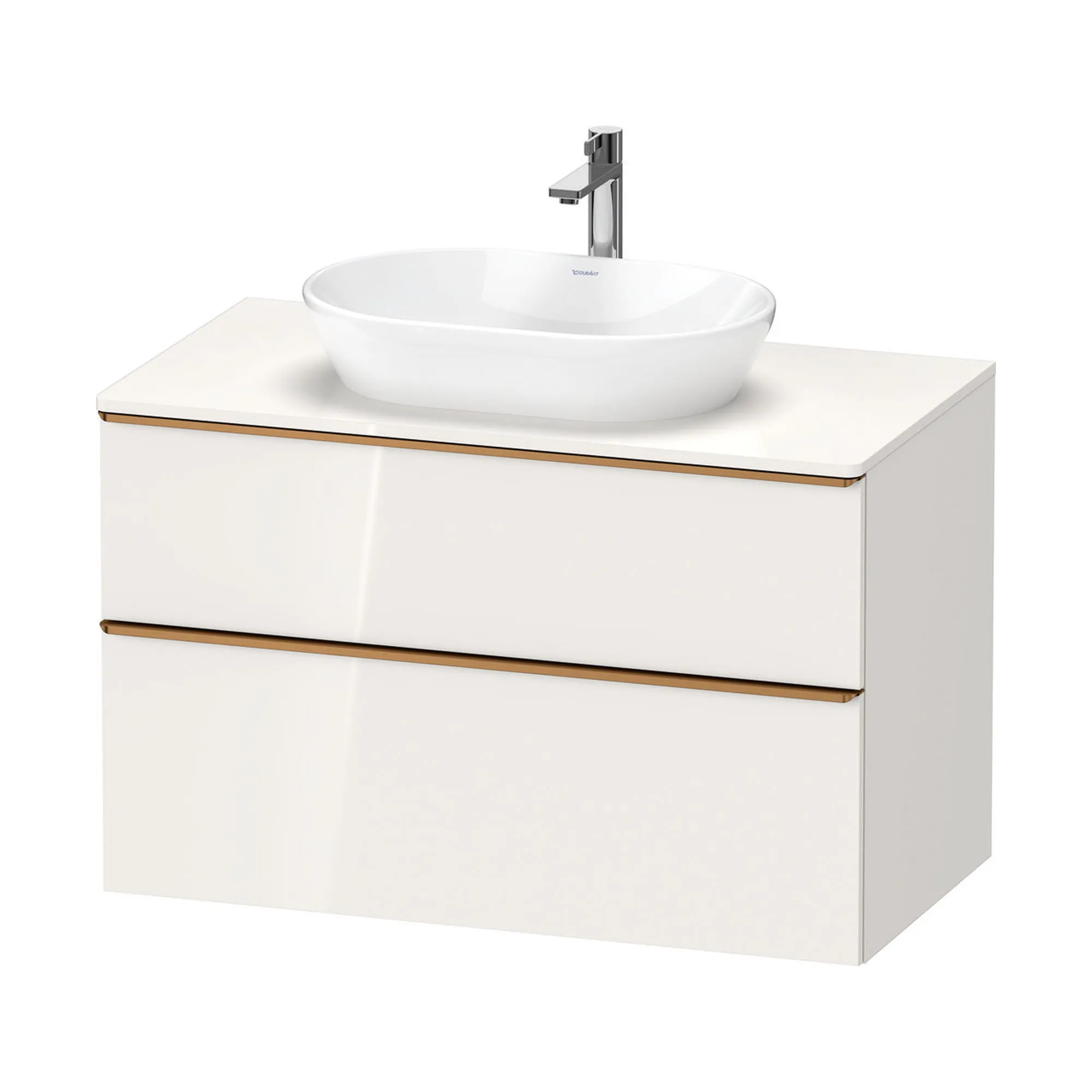 Duravit D-Neo Wall Mounted 2-Drawer Vanity Unit With Worktop - Gloss White