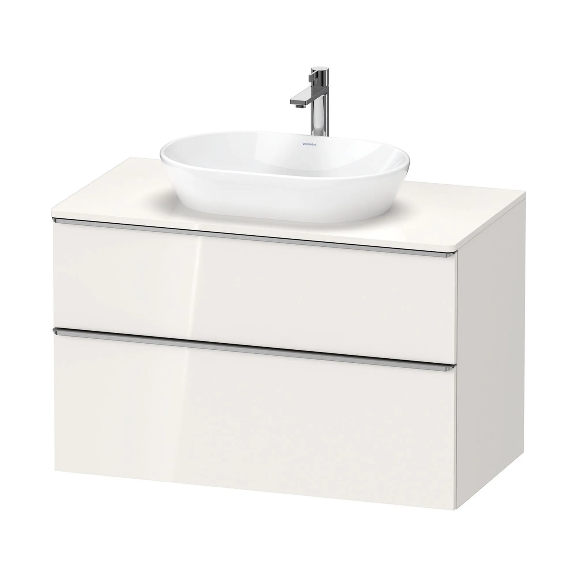 Duravit D-Neo Wall Mounted 2-Drawer Vanity Unit With Worktop - Gloss White