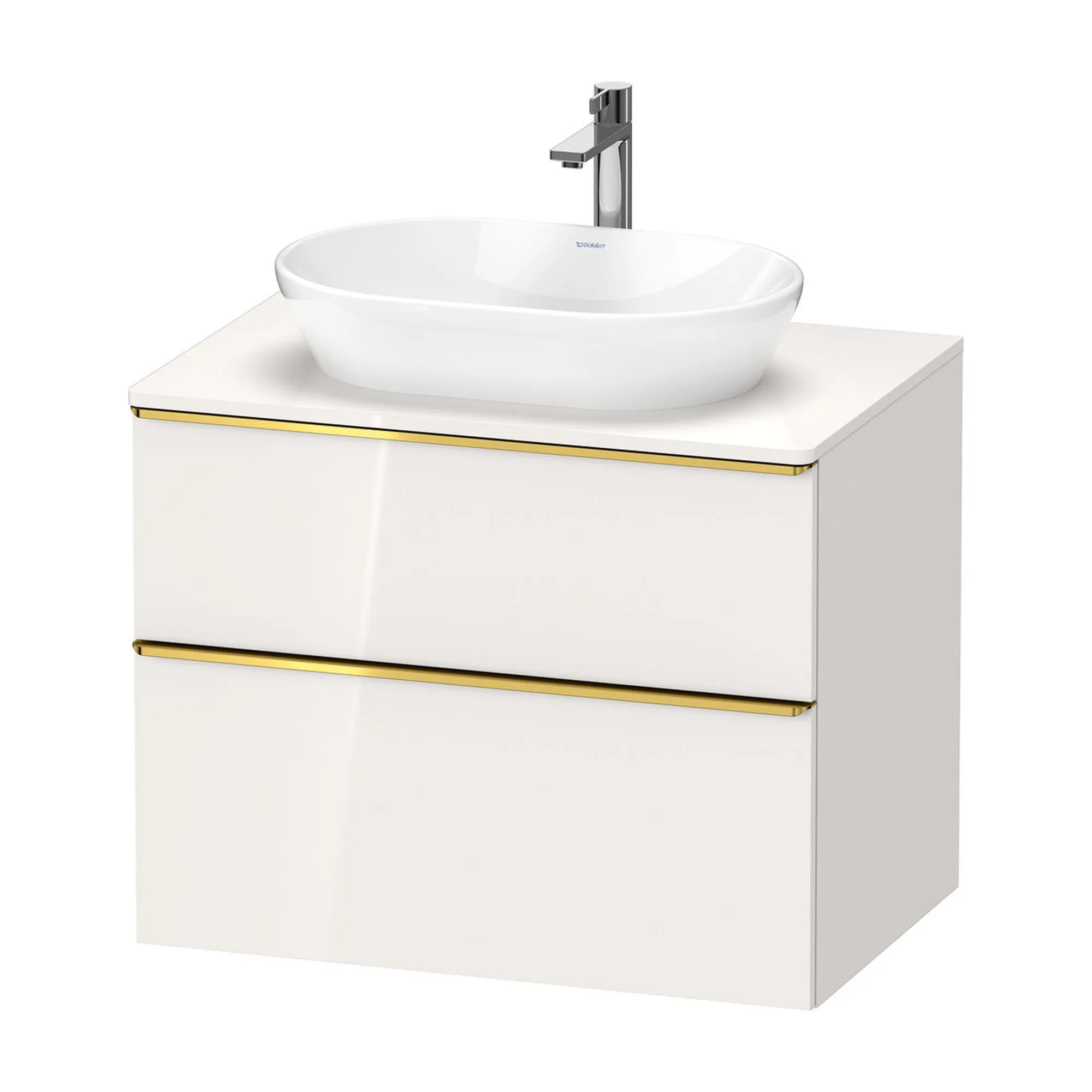 Duravit D-Neo Wall Mounted 2-Drawer Vanity Unit With Worktop - Gloss White